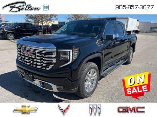 <b>Leather Seats, Sunroof, Technology Package!</b><br> <br> <br> <br>  This 2024 Sierra 1500 is engineered for ultra-premium comfort, offering high-tech upgrades, beautiful styling, authentic materials and thoughtfully crafted details. <br> <br>This 2024 GMC Sierra 1500 stands out in the midsize pickup truck segment, with bold proportions that create a commanding stance on and off road. Next level comfort and technology is paired with its outstanding performance and capability. Inside, the Sierra 1500 supports you through rough terrain with expertly designed seats and robust suspension. This amazing 2024 Sierra 1500 is ready for whatever.<br> <br> This onyx black Crew Cab 4X4 pickup   has an automatic transmission and is powered by a  420HP 6.2L 8 Cylinder Engine.<br> <br> Our Sierra 1500s trim level is Denali. This premium GMC Sierra 1500 Denali comes fully loaded with perforated leather seats and authentic open-pore wood trim, exclusive exterior styling, unique aluminum wheels, plus a massive 13.4 inch touchscreen display that features wireless Apple CarPlay and Android Auto, a premium 7-speaker Bose audio system, SiriusXM, and a 4G LTE hotspot. Additionally, this stunning pickup truck also features heated and cooled front seats and heated second row seats, a spray-in bedliner, wireless device charging, IntelliBeam LED headlights, remote engine start, forward collision warning and lane keep assist, a trailer-tow package with hitch guidance, LED cargo area lighting, ultrasonic parking sensors, an HD surround vision camera plus so much more! This vehicle has been upgraded with the following features: Leather Seats, Sunroof, Technology Package. <br><br> <br>To apply right now for financing use this link : <a href=http://www.boltongm.ca/?https://CreditOnline.dealertrack.ca/Web/Default.aspx?Token=44d8010f-7908-4762-ad47-0d0b7de44fa8&Lang=en target=_blank>http://www.boltongm.ca/?https://CreditOnline.dealertrack.ca/Web/Default.aspx?Token=44d8010f-7908-4762-ad47-0d0b7de44fa8&Lang=en</a><br><br> <br/> Weve discounted this vehicle $3159. Total  cash rebate of $5300 is reflected in the price. Credit includes $5,300 Non Stackable Delivery Allowance  Incentives expire 2024-05-31.  See dealer for details. <br> <br>At Bolton Motor Products, we offer new Chevrolet, Cadillac, Buick, GMC cars and trucks in Bolton, along with used cars, trucks and SUVs by top manufacturers. Our sales staff will help you find that new or used car you have been searching for in the Bolton, Brampton, Nobleton, Kleinburg, Vaughan, & Maple area. o~o
