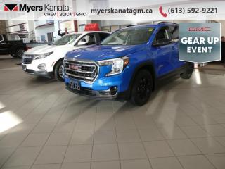 <b>Heated Seats,  Power Liftgate,  Heated Steering Wheel!</b><br> <br> <br> <br>At Myers, we believe in giving our customers the power of choice. When you choose to shop with a Myers Auto Group dealership, you dont just have access to one inventory, youve got the purchasing power of an entire auto group behind you!<br> <br>  This 2024 GMC Terrain sports a muscular appearance with voluminous interior space and plus ride quality. <br> <br>From endless details that drastically improve this SUVs usability, to striking style and amazing capability, this 2024 Terrain is exactly what you expect from a GMC SUV. The interior has a clean design, with upscale materials like soft-touch surfaces and premium trim. You cant go wrong with this SUV for all your family hauling needs.<br> <br> This riptide metallic SUV  has an automatic transmission and is powered by a  175HP 1.5L 4 Cylinder Engine.<br> <br> Our Terrains trim level is AT4. Upgrading to this off-road ready Terrain AT4 is an awesome decision as it comes loaded with leather front seats with memory settings, a large colour touchscreen infotainment system featuring wireless Apple CarPlay, Android Auto and SiriusXM plus its also 4G LTE hotspot capable. This Terrain AT4 also includes an off-road skid plate, dark exterior accents, gloss black aluminum wheels and exclusive interior accents, power rear liftgate, a leather-wrapped steering wheel, Teen Driver technology, a remote engine starter, an HD rear vision camera, lane keep assist with lane departure warning, forward collision alert, LED signature lighting, StabiliTrak with hill descent control, power driver and passenger seats and a 60/40 split-folding rear seat to make hauling large items a breeze. This vehicle has been upgraded with the following features: Heated Seats,  Power Liftgate,  Heated Steering Wheel. <br><br> <br>To apply right now for financing use this link : <a href=https://www.myerskanatagm.ca/finance/ target=_blank>https://www.myerskanatagm.ca/finance/</a><br><br> <br/>    Incentives expire 2024-04-30.  See dealer for details. <br> <br>Myers Kanata Chevrolet Buick GMC Inc is a great place to find quality used cars, trucks and SUVs. We also feature over a selection of over 50 used vehicles along with 30 certified pre-owned vehicles. Our Ottawa Chevrolet, Buick and GMC dealership is confident that youll be able to find your next used vehicle at Myers Kanata Chevrolet Buick GMC Inc. You will always find our inventory updated with the latest models. Our team believes in giving nothing but the best to our customers. Visit our Ottawa GMC, Chevrolet, and Buick dealership and get all the information you need today!<br> Come by and check out our fleet of 40+ used cars and trucks and 120+ new cars and trucks for sale in Kanata.  o~o