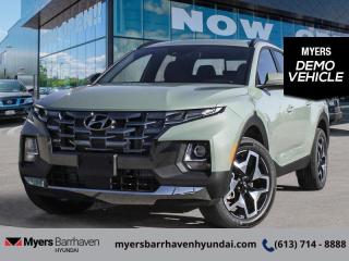 <b>Sunroof,  Leather Seats,  Premium Audio,  Adaptive Cruise Control,  Heated Seats!</b><br> <br> <br> <br>  This 2024 Hyundai Santa Cruz checks all the boxes required for a practical and versatile truck. <br> <br>The Hyundai Santa Cruz shines as an urban pickup with snazzy looks, easy driving and parking, and a bed sized to handle small jobs and big outdoor adventures. With impressive handling and efficiency, this truck rewards you with the benefits of a traditional pickup truck, but without the drawbacks. Great tech and safety features also ensure that the Santa Fe is a pleasant companion for all your tasks.<br> <br> This sage grey Regular Cab 4X4 pickup   has an automatic transmission and is powered by a  281HP 2.5L 4 Cylinder Engine.<br> <br> Our Santa Cruzs trim level is Trend. Step things up with this Santa Cruz with the Trend package, which comes standard with leather upholstery, an express open/close sunroof, an 8-speaker Bose premium audio system, adaptive cruise control, and an illuminated glovebox. This amazing truck also offers heated front bucket seats, a heated leather-wrapped steering wheel, towing equipment with trailer sway control and a wiring harness, proximity keyless entry with push button start, dual-zone climate control, and a 10.25-inch infotainment screen with navigation, Apple CarPlay, and Android Auto. Safety equipment include blind spot detection, lane keeping assist, lane departure warning, forward and rear collision mitigation, and driver monitoring alert. This vehicle has been upgraded with the following features: Sunroof,  Leather Seats,  Premium Audio,  Adaptive Cruise Control,  Heated Seats,  Navigation,  Apple Carplay.  This is a demonstrator vehicle driven by a member of our staff, so we can offer a great deal on it.<br><br> <br/> See dealer for details. <br> <br><br> Come by and check out our fleet of 30+ used cars and trucks and 90+ new cars and trucks for sale in Ottawa.  o~o