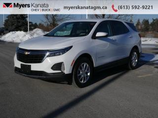 <b>Remote Start,  Apple CarPlay,  Android Auto,  Power Seat,  Rear View Camera!</b><br> <br>  On sale now! This vehicle was originally listed at $29888.  Weve marked it down to $27888. You save $2000.    This  2022 Chevrolet Equinox is for sale today in Kanata. <br> <br>When Chevrolet designed the Equinox, they got every detail just right. Its the perfect size - roomy without being too big. This compact SUV pairs eye-catching style with a spacious and versatile cabin thats been thoughtfully designed to put you at the centre of attention. This mid size crossover also comes packed with desirable technology and safety features. This Equinox is more than just a pretty face. Inside, the cabin offers smart features designed to put you at the center of everything. For a mid sized SUV, its hard to beat this Chevrolet Equinox. This  SUV has 37,395 kms. Its  white in colour  . It has an automatic transmission and is powered by a  170HP 1.5L 4 Cylinder Engine. <br> <br> Our Equinoxs trim level is LT. Upgrading to this Equinox LT is an excellent decision as it features stylish aluminum wheels, LED headlights with IntelliBeam, an 8-way power driver seat, a touchscreen display with wireless Apple CarPlay and Android Auto, active aero shutters for better fuel economy and a remote engine start. You will also get a rear view camera, 4G WiFi capability, steering wheel with audio and cruise controls, lane keep assist and lane departure warning, forward collision alert, forward automatic emergency braking, pedestrian detection and power heated outside mirrors. Additional features include Teen Driver technology, Bluetooth streaming audio, StabiliTrak electronic stability control and a split folding rear seat to make loading and unloading large objects a breeze! This vehicle has been upgraded with the following features: Remote Start,  Apple Carplay,  Android Auto,  Power Seat,  Rear View Camera,  Lane Departure Warning,  Forward Collision Alert. <br> <br>To apply right now for financing use this link : <a href=https://www.myerskanatagm.ca/finance/ target=_blank>https://www.myerskanatagm.ca/finance/</a><br><br> <br/><br>Price is plus HST and licence only.<br>Book a test drive today at myerskanatagm.ca<br>*LIFETIME ENGINE TRANSMISSION WARRANTY NOT AVAILABLE ON VEHICLES WITH KMS EXCEEDING 140,000KM, VEHICLES 8 YEARS & OLDER, OR HIGHLINE BRAND VEHICLE(eg. BMW, INFINITI. CADILLAC, LEXUS...)<br> Come by and check out our fleet of 40+ used cars and trucks and 150+ new cars and trucks for sale in Kanata.  o~o