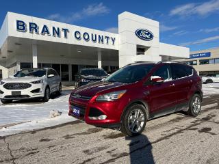 <p><br />KEY FEATURES: 2013 Escape Titanium, AWD, 2.0L 4cyl, Red, Auto transmission, black leather Interior, heated seats, Navigation, Sunroof, Trailer tow, backup camera, sync3, Power window, Power lock and more.</p><p><br />SERVICE/RECON – Full Safety Inspection completed, oil and filter change completed - Please contact us for more details. </p><p><br />Price includes safety.  We are a full disclosure dealership - ask to see this vehicles CarFax report.</p><p><br />Please Call 519-756-6191, Email sales@brantcountyford.ca for more information and availability on this vehicle.  Brant County Ford is a family-owned dealership and has been a proud member of the Brantford community for over 40 years!</p><p><br />** See dealer for details.</p><p>*Please note all prices are plus HST and Licensing. </p><p>* Prices in Ontario, Alberta and British Columbia include OMVIC/AMVIC fee (where applicable), accessories, other dealer installed options, administration and other retailer charges. </p><p>*The sale price assumes all applicable rebates and incentives (Delivery Allowance/Non-Stackable Cash/3-Payment rebate/SUV Bonus/Winter Bonus, Safety etc</p><p>All prices are in Canadian dollars (unless otherwise indicated). Retailers are free to set individual prices.</p><p> </p>