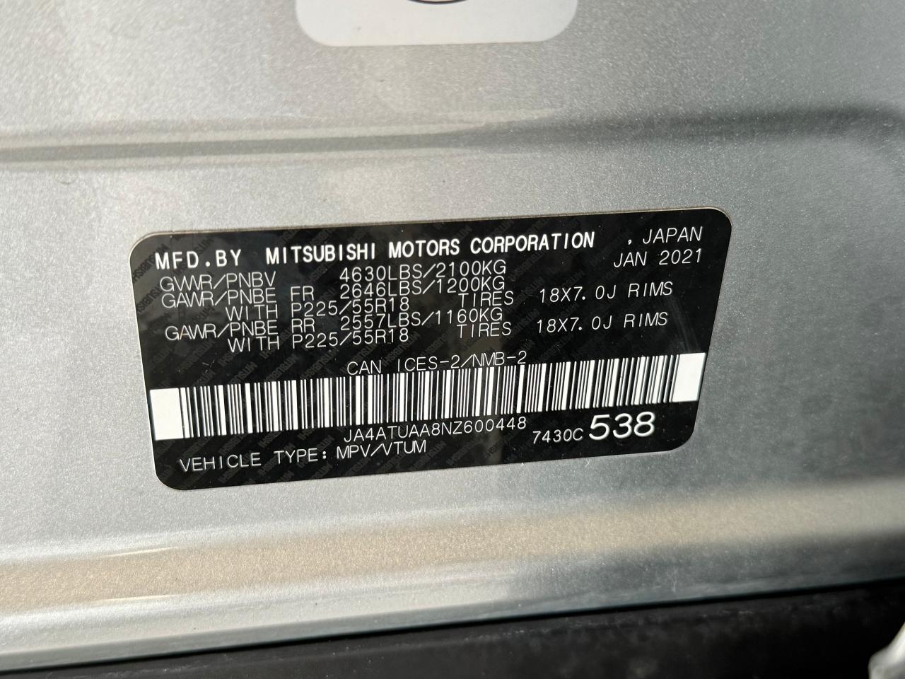 2022 Mitsubishi Eclipse Cross ES S-AWC+Forward Collision Warning+CLEAN CARFAX Photo110