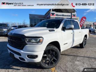 <b>Navigation,  Heated Seats,  4G Wi-Fi,  Heated Steering Wheel,  Forward Collision Alert!</b><br> <br> <br> <br>Call 613-489-1212 to speak to our friendly sales staff today, or come by the dealership!<br> <br>  Discover the inner beauty and rugged exterior of this stylish Ram 1500. <br> <br>The Ram 1500s unmatched luxury transcends traditional pickups without compromising its capability. Loaded with best-in-class features, its easy to see why the Ram 1500 is so popular. With the most towing and hauling capability in a Ram 1500, as well as improved efficiency and exceptional capability, this truck has the grit to take on any task.<br> <br> This bright white Crew Cab 4X4 pickup   has an automatic transmission and is powered by a  395HP 5.7L 8 Cylinder Engine.<br> <br> Our 1500s trim level is Sport. This RAM 1500 Sport throws in some great comforts such as power-adjustable heated front seats with lumbar support, dual-zone climate control, power-adjustable pedals, deluxe sound insulation, and a heated leather-wrapped steering wheel. Connectivity is handled by an upgraded 12-inch display powered by Uconnect 5W with inbuilt navigation, mobile internet hotspot access, smart device integration, and a 10-speaker audio setup. Additional features include power folding exterior mirrors, a power rear window with defrosting, class II towing equipment including a hitch, wiring harness and trailer sway control, heavy-duty suspension, cargo box lighting, and a locking tailgate. This vehicle has been upgraded with the following features: Navigation,  Heated Seats,  4g Wi-fi,  Heated Steering Wheel,  Forward Collision Alert,  Climate Control,  Aluminum Wheels. <br><br> View the original window sticker for this vehicle with this url <b><a href=http://www.chrysler.com/hostd/windowsticker/getWindowStickerPdf.do?vin=1C6SRFVT9RN193812 target=_blank>http://www.chrysler.com/hostd/windowsticker/getWindowStickerPdf.do?vin=1C6SRFVT9RN193812</a></b>.<br> <br>To apply right now for financing use this link : <a href=https://CreditOnline.dealertrack.ca/Web/Default.aspx?Token=3206df1a-492e-4453-9f18-918b5245c510&Lang=en target=_blank>https://CreditOnline.dealertrack.ca/Web/Default.aspx?Token=3206df1a-492e-4453-9f18-918b5245c510&Lang=en</a><br><br> <br/> Total  cash rebate of $7935 is reflected in the price.   6.49% financing for 96 months. <br> Buy this vehicle now for the lowest weekly payment of <b>$227.61</b> with $0 down for 96 months @ 6.49% APR O.A.C. ( Plus applicable taxes -  $1199  fees included in price    ).  Incentives expire 2024-07-02.  See dealer for details. <br> <br>If youre looking for a Dodge, Ram, Jeep, and Chrysler dealership in Ottawa that always goes above and beyond for you, visit Myers Manotick Dodge today! Were more than just great cars. We provide the kind of world-class Dodge service experience near Kanata that will make you a Myers customer for life. And with fabulous perks like extended service hours, our 30-day tire price guarantee, the Myers No Charge Engine/Transmission for Life program, and complimentary shuttle service, its no wonder were a top choice for drivers everywhere. Get more with Myers!<br> Come by and check out our fleet of 40+ used cars and trucks and 100+ new cars and trucks for sale in Manotick.  o~o