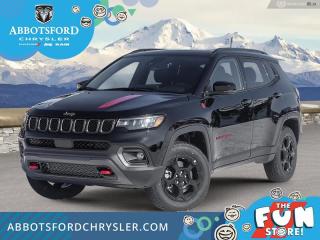<br> <br>  With outstanding off-road capability augmented by refined on-road manners, this 2024 Jeep Compass offers the best of both worlds. <br> <br>Keeping with quintessential Jeep engineering, this 2024 Compass sports a striking exterior design, with an extremely refined interior, loaded with the latest and greatest safety, infotainment and convenience technology. This SUV also has the off-road prowess to booth, with rugged build quality and great reliability to ensure that you get to your destination and back, as many times as you want. <br> <br> This diamond black crystal pearlcoat SUV  has a 8 speed automatic transmission and is powered by a  200HP 2.0L 4 Cylinder Engine.<br> <br> Our Compasss trim level is Trailhawk. This rugged Compass Trailhawk comes prepped with a comprehensive off-road package that includes beefy suspension, 4 skid plates for undercarriage protection and black aluminum wheels with a full-size under-cargo mounted spare, along with front fog lamps, LED headlights with automatic high beams and cornering function, roof rack rails, and front and rear bumper tow hooks. The standard features continue with heated and power-adjustable front seats with driver lumbar support, a heated steering wheel, cloth/leather seating upholstery, remote engine start, proximity keyless entry, dual-zone front automatic air conditioning, and a 10.1-inch infotainment screen with Apple CarPlay and Android Auto. Safety features also include blind spot detection, forward collision warning with active braking and rear cross-path detection, lane keeping assist with lane departure warning, rear parking sensors, and a rearview camera. This vehicle has been upgraded with the following features: 2.0l I4 Dohc Di Turbo Engine W/ Ess, Sunroof,  Premium Sound Group, Leather Seats. <br><br> View the original window sticker for this vehicle with this url <b><a href=http://www.chrysler.com/hostd/windowsticker/getWindowStickerPdf.do?vin=3C4NJDDN1RT594467 target=_blank>http://www.chrysler.com/hostd/windowsticker/getWindowStickerPdf.do?vin=3C4NJDDN1RT594467</a></b>.<br> <br/> Total  cash rebate of $5267 is reflected in the price. Credit includes up to 10% MSRP.  6.49% financing for 96 months. <br> Buy this vehicle now for the lowest weekly payment of <b>$163.70</b> with $0 down for 96 months @ 6.49% APR O.A.C. ( taxes included, Plus applicable fees   ).  Incentives expire 2024-07-02.  See dealer for details. <br> <br>Abbotsford Chrysler, Dodge, Jeep, Ram LTD joined the family-owned Trotman Auto Group LTD in 2010. We are a BBB accredited pre-owned auto dealership.<br><br>Come take this vehicle for a test drive today and see for yourself why we are the dealership with the #1 customer satisfaction in the Fraser Valley.<br><br>Serving the Fraser Valley and our friends in Surrey, Langley and surrounding Lower Mainland areas. Abbotsford Chrysler, Dodge, Jeep, Ram LTD carry premium used cars, competitively priced for todays market. If you don not find what you are looking for in our inventory, just ask, and we will do our best to fulfill your needs. Drive down to the Abbotsford Auto Mall or view our inventory at https://www.abbotsfordchrysler.com/used/.<br><br>*All Sales are subject to Taxes and Fees. The second key, floor mats, and owners manual may not be available on all pre-owned vehicles.Documentation Fee $699.00, Fuel Surcharge: $179.00 (electric vehicles excluded), Finance Placement Fee: $500.00 (if applicable)<br> Come by and check out our fleet of 80+ used cars and trucks and 130+ new cars and trucks for sale in Abbotsford.  o~o