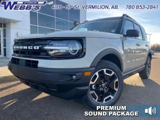 <b>Ford Co-Pilot360 Assist+, Wireless Charging, Premium Audio, Class II Trailer Tow Package!</b><br> <br> <br> <br>  If you want true off-road ruggedness in an urban, friendly package, look no further than this Ford Bronco Sport. <br> <br>A compact footprint, an iconic name, and modern luxury come together to make this Bronco Sport an instant classic. Whether your next adventure takes you deep into the rugged wilds, or into the rough and rumble city, this Bronco Sport is exactly what you need. With enough cargo space for all of your gear, the capability to get you anywhere, and a manageable footprint, theres nothing quite like this Ford Bronco Sport.<br> <br> This desert sand SUV  has a 8 speed automatic transmission and is powered by a  181HP 1.5L 3 Cylinder Engine.<br> <br> Our Bronco Sports trim level is Outer Banks. Ready for the great outdoors, this Bronco Outer Banks features heated leather seats with feature power lumbar adjustment, a heated leather-wrapped steering wheel, SiriusXM streaming radio and exclusive aluminum wheels. Also standard include voice-activated automatic air conditioning, an 8-inch SYNC 3 powered infotainment screen with Apple CarPlay and Android Auto, smart charging USB type-A and type-C ports, 4G LTE mobile hotspot internet access, proximity keyless entry with remote start, and a robust terrain management system that features the trademark Go Over All Terrain (G.O.A.T.) driving modes. Additional features include blind spot detection, rear cross traffic alert and pre-collision assist with automatic emergency braking, lane keeping assist, lane departure warning, forward collision alert, driver monitoring alert, a rear-view camera, 3 12-volt DC and 120-volt AC power outlets, and so much more. This vehicle has been upgraded with the following features: Ford Co-pilot360 Assist+, Wireless Charging, Premium Audio, Class Ii Trailer Tow Package. <br><br> View the original window sticker for this vehicle with this url <b><a href=http://www.windowsticker.forddirect.com/windowsticker.pdf?vin=3FMCR9C67RRE05319 target=_blank>http://www.windowsticker.forddirect.com/windowsticker.pdf?vin=3FMCR9C67RRE05319</a></b>.<br> <br>To apply right now for financing use this link : <a href=https://www.webbsford.com/financing/ target=_blank>https://www.webbsford.com/financing/</a><br><br> <br/>    2.99% financing for 84 months. <br> Buy this vehicle now for the lowest bi-weekly payment of <b>$315.92</b> with $0 down for 84 months @ 2.99% APR O.A.C. ( taxes included, $149 documentation fee   / Total cost of borrowing $5645   ).  Incentives expire 2024-04-30.  See dealer for details. <br> <br>Webbs Ford is located at 4118 - 51st Street in beautiful Vermilion, AB. <br/>We offer superior sales and service for our valued customers and are committed to serving our friends and clients with the best services possible. If you are looking to set up a test drive in one of our new Fords or looking to inquire about financing options, please call (780) 853-2841 and speak to one of our professional staff members today.   o~o