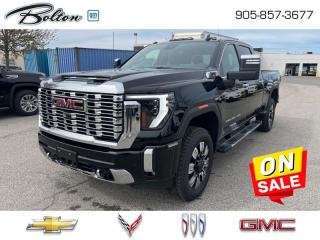 <b>Diesel Engine, Leather Seats, Denali Reserve Package!</b><br> <br> <br> <br>  Bold and burly, this GMC 2500HD is built for the toughest jobs without breaking a sweat. <br> <br>This 2024 GMC 2500HD is highly configurable work truck that can haul a colossal amount of weight thanks to its potent drivetrain. This truck also offers amazing interior features that nestle occupants in comfort and luxury, with a great selection of tech features. For heavy-duty activities and even long-haul trips, the 2500HD is all the truck youll ever need.<br> <br> This onyx black sought after diesel Crew Cab 4X4 pickup   has an automatic transmission and is powered by a  470HP 6.6L 8 Cylinder Engine.<br> <br> Our Sierra 2500HDs trim level is Denali. This top of the line Sierra 2500HD Denali is the ultimate 3/4 ton truck as it comes loaded with luxurious features such as leather cooled seats, power adjustable pedals with memory settings, a heavy-duty suspension, lane departure warning, forward collision alert, exclusive aluminum wheels and exterior styling, signature LED lighting, a large touchscreen with navigation, wireless Apple CarPlay, Android Auto and 4G LTE capability. Additionally, this truck also comes with a leather wrapped steering wheel with audio controls, wireless charging, Bose premium audio, remote engine start, a CornerStep rear bumper and cargo tie downs hooks with LED box lighting and a ProGrade trailering system with hitch guidance and an integrated brake controller. This vehicle has been upgraded with the following features: Diesel Engine, Leather Seats, Denali Reserve Package. <br><br> <br>To apply right now for financing use this link : <a href=http://www.boltongm.ca/?https://CreditOnline.dealertrack.ca/Web/Default.aspx?Token=44d8010f-7908-4762-ad47-0d0b7de44fa8&Lang=en target=_blank>http://www.boltongm.ca/?https://CreditOnline.dealertrack.ca/Web/Default.aspx?Token=44d8010f-7908-4762-ad47-0d0b7de44fa8&Lang=en</a><br><br> <br/> Weve discounted this vehicle $5318.    5.49% financing for 84 months. <br> Buy this vehicle now for the lowest bi-weekly payment of <b>$655.33</b> with $10993 down for 84 months @ 5.49% APR O.A.C. ( Plus applicable taxes -  Plus applicable fees   ).  Incentives expire 2024-05-31.  See dealer for details. <br> <br>At Bolton Motor Products, we offer new Chevrolet, Cadillac, Buick, GMC cars and trucks in Bolton, along with used cars, trucks and SUVs by top manufacturers. Our sales staff will help you find that new or used car you have been searching for in the Bolton, Brampton, Nobleton, Kleinburg, Vaughan, & Maple area. o~o