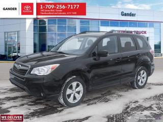New Price!2015 Subaru Forester 2.5i Limited CVT Lineartronic AWD 2.5L 4-Cylinder DOHCBlackALL CREDIT APPLICATIONS ACCEPTED! ESTABLISH OR REBUILD YOUR CREDIT HERE. APPLY AT https://steeleadvantagefinancing.com/?dealer=7148 We know that you have high expectations in your car search in NL. So, if youre in the market for a pre-owned vehicle that undergoes our exclusive inspection protocol, stop by Gander Toyota. Were confident we have the right vehicle for you. Here at Gander Toyota, we enjoy the challenge of meeting and exceeding customer expectations in all things automotive.**Market Value Pricing**.Certification Program Details: 85 Point inspection Fluid Top Ups Brake Inspection Tire Inspection Oil Change Recall Check Copy Of Carfax ReportSteele Auto Group is the most diversified group of automobile dealerships in Atlantic Canada, with 34 dealerships selling 27 brands and an employee base of over 1000. Sales are up by double digits over last year and the plan going forward is to expand further into Atlantic Canada. PLEASE CONFIRM WITH US THAT ALL OPTIONS, FEATURES AND KILOMETERS ARE CORRECT.Awards:* IIHS Canada Top Safety Pick+