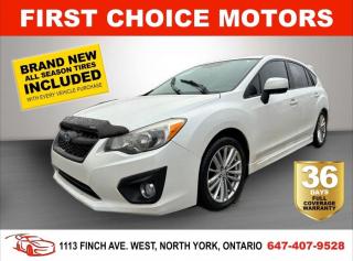 Welcome to First Choice Motors, the largest car dealership in Toronto of pre-owned cars, SUVs, and vans priced between $5000-$15,000. With an impressive inventory of over 300 vehicles in stock, we are dedicated to providing our customers with a vast selection of affordable and reliable options. <br><br>Were thrilled to offer a used 2014 Subaru Impreza PREMIUM, white color with 159,000km (STK#6916) This vehicle was $11990 NOW ON SALE FOR $9990. It is equipped with the following features:<br>- Manual Transmission<br>- Sunroof<br>- Heated seats<br>- All wheel drive<br>- Alloy wheels<br>- Power windows<br>- Power locks<br>- Power mirrors<br>- Air Conditioning<br><br>At First Choice Motors, we believe in providing quality vehicles that our customers can depend on. All our vehicles come with a 36-day FULL COVERAGE warranty. We also offer additional warranty options up to 5 years for our customers who want extra peace of mind.<br><br>Furthermore, all our vehicles are sold fully certified with brand new brakes rotors and pads, a fresh oil change, and brand new set of all-season tires installed & balanced. You can be confident that this car is in excellent condition and ready to hit the road.<br><br>At First Choice Motors, we believe that everyone deserves a chance to own a reliable and affordable vehicle. Thats why we offer financing options with low interest rates starting at 7.9% O.A.C. Were proud to approve all customers, including those with bad credit, no credit, students, and even 9 socials. Our finance team is dedicated to finding the best financing option for you and making the car buying process as smooth and stress-free as possible.<br><br>Our dealership is open 7 days a week to provide you with the best customer service possible. We carry the largest selection of used vehicles for sale under $9990 in all of Ontario. We stock over 300 cars, mostly Hyundai, Chevrolet, Mazda, Honda, Volkswagen, Toyota, Ford, Dodge, Kia, Mitsubishi, Acura, Lexus, and more. With our ongoing sale, you can find your dream car at a price you can afford. Come visit us today and experience why we are the best choice for your next used car purchase!<br><br>All prices exclude a $10 OMVIC fee, license plates & registration  and ONTARIO HST (13%)