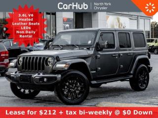 
This 2021 Jeep Wrangler Unlimited High Altitude 4x4 is ready for adventure! It delivers a Gas w/ eTorque V-6 3.6 L/220 engine powering this Automatic transmission. Transmission: 8-Speed TORQUEFLITE AUTO -inc: Tip Start, Dana M200 Rear Axle, Selec-Speed Control. Clean CARFAX! Our advertised prices are for consumers (i.e. end users) only. This vehicle does not include a soft top.

Not a former rental.
Lease for $212 + tax bi-weekly / 48 months @ 7.29%$0 Down$725 Due on delivery (1st payment + Registration fee)18,000 km/yearBuyback $38875 + hst
 

This Jeep Wrangler Features the Following Options

 

Customer Preferred Package 25N $8,995

8 Speed TorqueFlite Automatic Transmission $1,795

Granite Crystal Metallic $245

3.6L Pentastar VVT V6 w/ eTorque $200

 

Heated Leather Front Seats, Heated Steering Wheel, 8.4 Uconnect Display w/ Navigation, Remote Start, 20 Black Wheels, LED Headlamps, Body Colour 3-Piece Freedom Hardtop, Blindspot Detection, Backup Camera w/ ParkSense, AM/FM/SiriusXM-Ready, Bluetooth, USB/AUX, WiFi Capable, Off Road Pages, Cruise Control, Dual Zone Climate, 4x4 w Drivetrain Controls, Hill Start & Descent Assists, Sidesteps, Push Button Start, Auto Engine Start/Stop, Steering Wheel Media Controls, Tire Fill Assist, Mirror Dimmer, SAFETY GROUP -inc: Park-Sense Rear Park Assist System, Blind-Spot/Rear Cross-Path Detection, ORDER PACKAGE 25N HIGH ALTITUDE -inc: Engine: 3.6L Pentastar VVT V6 w/eTorque, Transmission: 8-Speed TorqueFlite Auto, Heated Steering Wheel, Front Heated Seats, Leather-Wrapped Shift Knob, Body-Colour Fuel-Filler Door, High Altitude Package, Body-Colour Door Handles, Dana M210 Wide HD Tube Front Axle, Body-Colour Grille w/Gloss Black, Sport Suspension, Body-Colour Front Bumper, Body-Colour Rear Bumper w/Step Pads, High Altitude Badge, 4-Wheel Anti-Lock Disc Brakes, Off-Road Information Pages, Park-Sense Rear Park Assist System, Blind-Spot/Rear Cross-Path Detection, Caramel Interior Accents, Wrapped I/P Bezel w/Caramel Stitching, Daytime Running Lights w/LED Accents, LED Fog Lamps, LED Reflector Head , REMOTE START SYSTEM, GVWR: 2,517 KGS (5,550 LBS), GRANITE CRYSTAL METALLIC, ENGINE: 3.6L PENTASTAR VVT V6 W/ETORQUE -inc: 48-Volt Belt Starter Generator, Non-Locking Fuel-Filler Cap, Engine Oil Cooler, GVWR: 2,517 kgs (5,550 lbs), BODY-COLOUR 3-PIECE HARDTOP, BLACK LEATHER FACED BUCKET SEATS.

 

Dont miss out on this one!

 

Please note: The window sticker features options the car had when new -- some modifications may have been made since then. Please confirm all options and features with your CarHub Product Advisor.

 

Drive Happy with CarHub
*** All-inclusive, upfront prices -- no haggling, negotiations, pressure, or games

*** Purchase or lease a vehicle and receive a $1000 CarHub Rewards card for service.

*** 3 day CarHub Exchange program available on most used vehicles. Details: www.northyorkchrysler.ca/exchange-program/

*** 36 day CarHub Warranty on mechanical and safety issues and a complete car history report

*** Purchase this vehicle fully online on CarHub websites

 
Transparency StatementOnline prices and payments are for finance purchases -- please note there is a $750 finance/lease fee. Cash purchases for used vehicles have a $2,200 surcharge (the finance price + $2,200), however cash purchases for new vehicles only have tax and licensing extra -- no surcharge. NEW vehicles priced at over $100,000 including add-ons or accessories are subject to the additional federal luxury tax. While every effort is taken to avoid errors, technical or human error can occur, so please confirm vehicle features, options, materials, and other specs with your CarHub representative. This can easily be done by calling us or by visiting us at the dealership. CarHub used vehicles come standard with 1 key. If we receive more than one key from the previous owner, we include them with the vehicle. Additional keys may be purchased at the time of sale. Ask your Product Advisor for more details. Payments are only estimates derived from a standard term/rate on approved credit. Terms, rates and payments may vary. Prices, rates and payments are subject to change without notice. Please see our website for more details.
