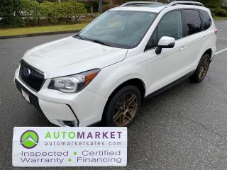 EXCEPTIONALLY CLEAN AND STUNING FORESTER XT TURBO AWD WITH H/LEATHER, SUNROOF, BFG TIRES, FINANCING, WARRANTY, INSPECTED WITH BCAA MEMBERSHIP!<br /><br />Welcome to the Automarket, yor community financing dealership of "YES": We are featuring an absolutely stunning Forester XT Turbo with every option available including Heated Seats, Power Glass Moonroof, BFG Tires, Upgraded Wheels, All of the Power Features and so much more. This is a Local SUV with an extensive service History from when it was new to current dates. <br /><br />Having been fully inspected, we know that the BFG Tires are 50% New on all 4 corners, the brakes are 80-90% New respectively front and Rear, the oil has been changed and we have completely detailed the vehicle for your safety and enjoyment.<br /><br />2 LOCATIONS TO SERVE YOU, BE SURE TO CALL FIRST TO CONFIRM WHERE THE VEHICLE IS PARKED<br />WHITE ROCK 604-542-4970 LANGLEY 604-533-1310 OWNER'S CELL 604-649-0565<br /><br />We are a family owned and operated business since 1983 and we are committed to offering outstanding vehicles backed by exceptional customer service, now and in the future.<br />What ever your specific needs may be, we will custom tailor your purchase exactly how you want or need it to be. All you have to do is give us a call and we will happily walk you through all the steps with no stress and no pressure.<br />WE ARE THE HOUSE OF YES?<br />ADDITIONAL BENFITS WHEN BUYING FROM SK AUTOMARKET:<br />ON SITE FINANCING THROUGH OUR 17 AFFILIATED BANKS AND VEHICLE FINANCE COMPANIES<br />IN HOUSE LEASE TO OWN PROGRAM.<br />EVRY VEHICLE HAS UNDERGONE A 120 POINT COMPREHENSIVE INSPECTION<br />EVERY PURCHASE INCLUDES A FREE POWERTRAIN WARRANTY<br />EVERY VEHICLE INCLUDES A COMPLIMENTARY BCAA MEMBERSHIP FOR YOUR SECURITY<br />EVERY VEHICLE INCLUDES A CARFAX AND ICBC DAMAGE REPORT<br />EVERY VEHICLE IS GUARANTEED LIEN FREE<br />DISCOUNTED RATES ON PARTS AND SERVICE FOR YOUR NEW CAR AND ANY OTHER FAMILY CARS THAT NEED WORK NOW AND IN THE FUTURE.<br />36 YEARS IN THE VEHICLE SALES INDUSTRY<br />A+++ MEMBER OF THE BETTER BUSINESS BUREAU<br />RATED TOP DEALER BY CARGURUS 2 YEARS IN A ROW<br />MEMBER IN GOOD STANDING WITH THE VEHICLE SALES AUTHORITY OF BRITISH COLUMBIA<br />MEMBER OF THE AUTOMOTIVE RETAILERS ASSOCIATION<br />COMMITTED CONTRIBUTER TO OUR LOCAL COMMUNITY AND THE RESIDENTS OF BC This vehicle has been Fully Inspected, Certified and Qualifies for Our Free Extended Warranty.Don't forget to ask about our Great Finance and Lease Rates. We also have a Options for Buy Here Pay Here and Lease to Own for Good Customers in Bad Situations. 2 locations to help you, White Rock and Langley. Be sure to call before you come to confirm the vehicles location and availability or look us up at www.automarketsales.com. White Rock 604-542-4970 and Langley 604-533-1310. Serving Surrey, Delta, Langley, Richmond, Vancouver, all of BC and western Canada. Financing & leasing available. CALL SK AUTOMARKET LTD. 6045424970. Call us toll-free at 1 877 813-6807. $495 Documentation fee and applicable taxes are in addition to advertised prices.<br />LANGLEY LOCATION DEALER# 40038<br />S. SURREY LOCATION DEALER #9987<br />