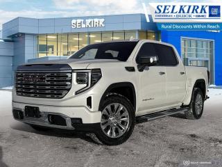 <b>Leather Seats,  Cooled Seats,  Bose Premium Audio,  Wireless Charging,  Heated Rear Seats!</b><br> <br> <br> <br>   <br> <br>This 2024 GMC Sierra 1500 stands out in the midsize pickup truck segment, with bold proportions that create a commanding stance on and off road. Next level comfort and technology is paired with its outstanding performance and capability. Inside, the Sierra 1500 supports you through rough terrain with expertly designed seats and robust suspension. This amazing 2024 Sierra 1500 is ready for whatever.<br> <br> This white frost tricoat Crew Cab 4X4 pickup   has an automatic transmission and is powered by a  355HP 5.3L 8 Cylinder Engine.<br> <br> Our Sierra 1500s trim level is Denali. This premium GMC Sierra 1500 Denali comes fully loaded with perforated leather seats and authentic open-pore wood trim, exclusive exterior styling, unique aluminum wheels, plus a massive 13.4 inch touchscreen display that features wireless Apple CarPlay and Android Auto, a premium 7-speaker Bose audio system, SiriusXM, and a 4G LTE hotspot. Additionally, this stunning pickup truck also features heated and cooled front seats and heated second row seats, a spray-in bedliner, wireless device charging, IntelliBeam LED headlights, remote engine start, forward collision warning and lane keep assist, a trailer-tow package with hitch guidance, LED cargo area lighting, ultrasonic parking sensors, an HD surround vision camera plus so much more! This vehicle has been upgraded with the following features: Leather Seats,  Cooled Seats,  Bose Premium Audio,  Wireless Charging,  Heated Rear Seats,  Aluminum Wheels,  Remote Start. <br><br> <br>To apply right now for financing use this link : <a href=https://www.selkirkchevrolet.com/pre-qualify-for-financing/ target=_blank>https://www.selkirkchevrolet.com/pre-qualify-for-financing/</a><br><br> <br/> Weve discounted this vehicle $3782. Total  cash rebate of $6500 is reflected in the price. Credit includes $6,500 Non Stackable Delivery Allowance  Incentives expire 2024-04-30.  See dealer for details. <br> <br>Selkirk Chevrolet Buick GMC Ltd carries an impressive selection of new and pre-owned cars, crossovers and SUVs. No matter what vehicle you might have in mind, weve got the perfect fit for you. If youre looking to lease your next vehicle or finance it, we have competitive specials for you. We also have an extensive collection of quality pre-owned and certified vehicles at affordable prices. Winnipeg GMC, Chevrolet and Buick shoppers can visit us in Selkirk for all their automotive needs today! We are located at 1010 MANITOBA AVE SELKIRK, MB R1A 3T7 or via phone at 204-482-1010.<br> Come by and check out our fleet of 80+ used cars and trucks and 210+ new cars and trucks for sale in Selkirk.  o~o