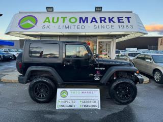 CALL OR TEXT REG @ 6-0-4-9-9-9-0-2-5-1 FOR INFO & TO CONFIRM WHICH LOCATION.<br /><br />RARE & DESIRABLE JEEP RUBICON WITH A LIFT AND NICE AFTERMARKET TIRES AND RIMS. THROUGH THE SHOP, FULLY INSPECTED AND READY TO GO. TIRES AND BRAKES ARE IN GREAT SHAPE WITH TONS OF LIFE LEFT. IT NEEDS NOTHING. <br /><br />2 LOCATIONS TO SERVE YOU, BE SURE TO CALL FIRST TO CONFIRM WHERE THE VEHICLE IS.<br /><br />We are a family owned and operated business since 1983 and we are committed to offering outstanding vehicles backed by exceptional customer service, now and in the future.<br />Whatever your specific needs may be, we will custom tailor your purchase exactly how you want or need it to be. All you have to do is give us a call and we will happily walk you through all the steps with no stress and no pressure.<br /><br />                                            WE ARE THE HOUSE OF YES!<br /><br />ADDITIONAL BENEFITS WHEN BUYING FROM SK AUTOMARKET:<br /><br />-ON SITE FINANCING THROUGH OUR 17 AFFILIATED BANKS AND VEHICLE                                                                                                                      FINANCE COMPANIES.<br />-IN HOUSE LEASE TO OWN PROGRAM.<br />-EVERY VEHICLE HAS UNDERGONE A 120 POINT COMPREHENSIVE INSPECTION.<br />-EVERY PURCHASE INCLUDES A FREE POWERTRAIN WARRANTY.<br />-EVERY VEHICLE INCLUDES A COMPLIMENTARY BCAA MEMBERSHIP FOR YOUR SECURITY.<br />-EVERY VEHICLE INCLUDES A CARFAX AND ICBC DAMAGE REPORT.<br />-EVERY VEHICLE IS GUARANTEED LIEN FREE.<br />-DISCOUNTED RATES ON PARTS AND SERVICE FOR YOUR NEW CAR AND ANY OTHER   FAMILY CARS THAT NEED WORK NOW AND IN THE FUTURE.<br />-40 YEARS IN THE VEHICLE SALES INDUSTRY.<br />-A+++ MEMBER OF THE BETTER BUSINESS BUREAU.<br />-RATED TOP DEALER BY CARGURUS 2 YEARS IN A ROW<br />-MEMBER IN GOOD STANDING WITH THE VEHICLE SALES AUTHORITY OF BRITISH   COLUMBIA.<br />-MEMBER OF THE AUTOMOTIVE RETAILERS ASSOCIATION.<br />-COMMITTED CONTRIBUTOR TO OUR LOCAL COMMUNITY AND THE RESIDENTS OF BC.<br /> $495 Documentation fee and applicable taxes are in addition to advertised prices.<br />LANGLEY LOCATION DEALER# 40038<br />S. SURREY LOCATION DEALER #9987<br />