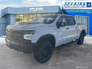 <b>Off Road Suspension,  Leather Seats,  Premium Audio,  Wireless Charging,  Box Liner!</b><br> <br> <br> <br>  No matter where you’re heading or what tasks need tackling, there’s a premium and capable Silverado 1500 that’s perfect for you. <br> <br>This 2024 Chevrolet Silverado 1500 stands out in the midsize pickup truck segment, with bold proportions that create a commanding stance on and off road. Next level comfort and technology is paired with its outstanding performance and capability. Inside, the Silverado 1500 supports you through rough terrain with expertly designed seats and robust suspension. This amazing 2024 Silverado 1500 is ready for whatever.<br> <br> This summit white sought after diesel Crew Cab 4X4 pickup   has an automatic transmission and is powered by a  305HP 3.0L Straight 6 Cylinder Engine.<br> <br> Our Silverado 1500s trim level is ZR2. Making sure your off-road game is on point, this adventure-ready Silverado 1500 ZR2 is ready to power through any extreme terrain you put in front of it. This menacing pickup truck comes loaded with Multimatic DSSV dampers and a highly capable off-road suspension, an exclusive raised hood with black inserts, unique off-road aluminum wheels, underbody skid plates, and a high cut bumper to improve your approach angle. It also comes with Chevrolets Premium Infotainment 3 system that features a larger touchscreen display, wireless Apple CarPlay, wireless Android Auto, and SiriusXM, blind spot detection with trailer alert, remote engine start, an EZ Lift tailgate and a 10 way power driver seat. Additional features include forward collision warning with automatic braking, lane keep assist, intellibeam LED headlights and fog lights, an HD surround vision camera and hill descent control plus so much more! This vehicle has been upgraded with the following features: Off Road Suspension,  Leather Seats,  Premium Audio,  Wireless Charging,  Box Liner,  Skid Plates,  Aluminum Wheels. <br><br> <br>To apply right now for financing use this link : <a href=https://www.selkirkchevrolet.com/pre-qualify-for-financing/ target=_blank>https://www.selkirkchevrolet.com/pre-qualify-for-financing/</a><br><br> <br/> Weve discounted this vehicle $3756. Total  cash rebate of $6200 is reflected in the price. Credit includes $5,300 Non-Stackable Cash Delivery Allowance.  Incentives expire 2024-05-31.  See dealer for details. <br> <br>Selkirk Chevrolet Buick GMC Ltd carries an impressive selection of new and pre-owned cars, crossovers and SUVs. No matter what vehicle you might have in mind, weve got the perfect fit for you. If youre looking to lease your next vehicle or finance it, we have competitive specials for you. We also have an extensive collection of quality pre-owned and certified vehicles at affordable prices. Winnipeg GMC, Chevrolet and Buick shoppers can visit us in Selkirk for all their automotive needs today! We are located at 1010 MANITOBA AVE SELKIRK, MB R1A 3T7 or via phone at 204-482-1010.<br> Come by and check out our fleet of 80+ used cars and trucks and 170+ new cars and trucks for sale in Selkirk.  o~o