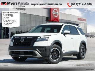 <b>Sunroof,  Navigation,  Leather Seats,  Apple CarPlay,  Android Auto!</b><br> <br> <br> <br>  After a hard day on the trail or hauling family, the interior of this 2024 Nissan feels like a sanctuary. <br> <br>With all the latest safety features, all the latest innovations for capability, and all the latest connectivity and style features you could want, this 2024 Nissan Pathfinder is ready for every adventure. Whether its the urban cityscape, or the backcountry trail, this 2024Pathfinder was designed to tackle it with grace. If you have an active family, they deserve all the comfort, style, and capability of the 2024 Nissan Pathfinder.<br> <br> This white SUV  has an automatic transmission and is powered by a  284HP 3.5L V6 Cylinder Engine.<br> <br> Our Pathfinders trim level is Rock Creek. Built to take on the rugged outdoors and brave through the most unforgiving of terrains, this Pathfinder Rock Creek edition is loaded with beefy off-road suspension, locking wheel hubs, and unique exterior off-road body styling. Also standard include heated synthetic leather trimmed seats, driver memory settings, and a 120V outlet to this incredible SUV. This family hauler is ready for the city or the trail with modern features such as NissanConnect with navigation, touchscreen, and voice command, Apple CarPlay and Android Auto, paddle shifters, Class III towing equipment with hitch sway control, automatic locking hubs, alloy wheels, automatic LED headlamps, and fog lamps. Keep your family safe and comfortable with a heated leather steering wheel, a dual row sunroof, a proximity key with proximity cargo access, smart device remote start, power liftgate, collision mitigation, lane keep assist, blind spot intervention, front and rear parking sensors, and a 360-degree camera. This vehicle has been upgraded with the following features: Sunroof,  Navigation,  Leather Seats,  Apple Carplay,  Android Auto,  Power Liftgate,  Blind Spot Detection. <br><br> <br/>    6.49% financing for 84 months. <br> Payments from <b>$840.72</b> monthly with $0 down for 84 months @ 6.49% APR O.A.C. ( Plus applicable taxes -  $621 Administration fee included. Licensing not included.    ).  Incentives expire 2024-04-30.  See dealer for details. <br> <br><br> Come by and check out our fleet of 50+ used cars and trucks and 90+ new cars and trucks for sale in Kanata.  o~o