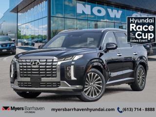 <b>Heads Up Display,  Cooled Seats,  Sunroof,  Leather Seats,  Premium Audio!</b><br> <br> <br> <br>  Filling a huge gap in the Hyundai line-up is only one reason Hyundai brought you this 3 row SUV Palisade. <br> <br>Big enough for your busy and active family, this Hyundai Palisade returns for 2024, and is good as ever. With a features list that would fit in with the luxury SUV segment attached to a family friendly interior, this Palisade was made to take the SUV segment by storm. For the next classic SUV people are sure to talk about for years, look no further than this Hyundai Palisade. <br> <br> This abyss black SUV  has an automatic transmission and is powered by a  291HP 3.8L V6 Cylinder Engine.<br> <br> Our Palisades trim level is Ultimate Calligraphy 7-Passenger. With luxury features like a heads up display, a two row sunroof, and heated and cooled Nappa leather seats, this Palisade Ultimate Calligraphy proves family friendly does not have to be boring for adults. This trim also adds navigation, a 12 speaker Harman Kardon premium audio system, a power liftgate, remote start, and a 360 degree parking camera. This amazing SUV keeps you connected on the go with touchscreen infotainment including wireless Android Auto, Apple CarPlay, wi-fi, and a Bluetooth hands free phone system. A heated steering wheel, memory settings, proximity keyless entry, and automatic high beams provide amazing luxury and convenience. This family friendly SUV helps keep you and your passengers safe with lane keep assist, forward collision avoidance, distance pacing cruise with stop and go, parking distance warning, blind spot assistance, and driver attention monitoring. This vehicle has been upgraded with the following features: Heads Up Display,  Cooled Seats,  Sunroof,  Leather Seats,  Premium Audio,  Power Liftgate,  Remote Start. <br><br> <br/> See dealer for details. <br> <br><br> Come by and check out our fleet of 30+ used cars and trucks and 90+ new cars and trucks for sale in Ottawa.  o~o