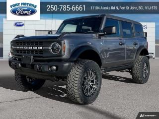 <b>17 inch Aluminum Wheels!</b><br> <br>   Carrying on the legendary legacy, this 2023 Ford Bronco defies all odds to take you on the best of adventures off-road. <br> <br>With a nostalgia-inducing design along with remarkable on-road driving manners with supreme off-road capability, this 2023 Ford Bronco is indeed a jack of all trades, and masters every one of them. Durable build materials and functional engineering coupled with modern day infotainment and driver assistive features ensure that this iconic vehicle takes on whatever you can throw at it. Want an SUV that can genuinely do it all and look good while at it? Look no further than this 2023 Ford Bronco!<br> <br> This carbonized grey metallic SUV  has a 10 speed automatic transmission and is powered by a  315HP 2.7L V6 Cylinder Engine.<br> <br> Our Broncos trim level is Black Diamond. This robust Bronco Black Diamond features potent off-roading upgrades such as undercarriage skid plates, a locking rear differential, upfitter switches, off-roading suspension, a comprehensive terrain management system with switchable G.O.A.T. modes and aluminum wheels with a full-size spare. The seats are lined with marine-grade vinyl, with rubber floor covering, for easy rinsing after your intense off-road sessions. Other features include a manual convertible top with fixed rollover protection, a flip-up rear window, LED headlights with automatic high beams, and proximity keyless entry with push button start. Connectivity is handled by an 8-inch LCD screen powered by SYNC 4 with wireless Apple CarPlay and Android Auto, with SiriusXM satellite radio. Additional features include towing equipment including trailer sway control, pre-collision assist with pedestrian detection, forward collision mitigation, a rearview camera, and even more. This vehicle has been upgraded with the following features: 17 Inch Aluminum Wheels. <br><br> View the original window sticker for this vehicle with this url <b><a href=http://www.windowsticker.forddirect.com/windowsticker.pdf?vin=1FMEE5BP3PLC11244 target=_blank>http://www.windowsticker.forddirect.com/windowsticker.pdf?vin=1FMEE5BP3PLC11244</a></b>.<br> <br>To apply right now for financing use this link : <a href=https://www.fortmotors.ca/apply-for-credit/ target=_blank>https://www.fortmotors.ca/apply-for-credit/</a><br><br> <br/><br>Come down to Fort Motors and take it for a spin!<p><br> Come by and check out our fleet of 30+ used cars and trucks and 60+ new cars and trucks for sale in Fort St John.  o~o