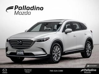 <b>Navigation,  Leather Seats,  Cooled Seats,  Sunroof,  Power Liftgate!<br> <br></b><br>     Even the smallest detail of the CX-9 serves a driving experience not typically found in other full-size SUVs. This  2020 Mazda CX-9 is fresh on our lot in Sudbury. <br> <br>Whether you love the technological innovation behind the 2020 Mazda CX-9 or whether you love the way it looks, the CX-9 is crafted to deliver a superbly rich driving experience. Be it everyday commutes or once in a lifetime cross-country treks, driving solo or with friends and family, the CX-9 pairs award-winning technology with elegant finishes and premium features for unforgettable moments behind the wheel.This  SUV has 88,672 kms. Its  snowflake white pearl in colour  . It has an automatic transmission and is powered by a  2.5L I4 16V GDI DOHC Turbo engine.  It may have some remaining factory warranty, please check with dealer for details. <br> <br> Our CX-9s trim level is GT. Upgrading to this GT is a great choice as it comes with features like a larger 9 inch touchscreen with navigation, Apple CarPlay and Android Auto, a Bose premium audio system, lane keep assist and lane departure warning, adaptive cruise control, head up display, power liftgate, heated steering wheel, a proximity key and a power sunroof. You will also get heated and cooled leather seats, stylish aluminum wheels, a 360 degree camera, tri zone automatic climate control, LED lighting, reclining second row seats and power front seats. Additional safety features include forward obstruction warning, pedestrian detection, full range active braking assist, high beam control plus advanced blind spot monitoring. This vehicle has been upgraded with the following features: Navigation,  Leather Seats,  Cooled Seats,  Sunroof,  Power Liftgate,  Heated Steering Wheels,  Premium Audio. <br> <br>To apply right now for financing use this link : <a href=https://www.palladinomazda.ca/finance/ target=_blank>https://www.palladinomazda.ca/finance/</a><br><br> <br/><br>Palladino Mazda in Sudbury Ontario is your ultimate resource for new Mazda vehicles and used Mazda vehicles. We not only offer our clients a large selection of top quality, affordable Mazda models, but we do so with uncompromising customer service and professionalism. We takes pride in representing one of Canadas premier automotive brands. Mazda models lead the way in terms of affordability, reliability, performance, and fuel efficiency.The advertised price is for financing purchases only. All cash purchases will be subject to an additional surcharge of $2,501.00. This advertised price also does not include taxes and licensing fees.<br> Come by and check out our fleet of 90+ used cars and trucks and 90+ new cars and trucks for sale in Sudbury.  o~o