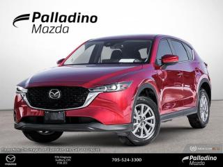 <b>Power Liftgate,  Synthetic Leather Seats,  Heated Seats,  Apple CarPlay,  Android Auto!</b><br> <br> <br> <br>  This Mazda CX-5s interior is one of the best in the class, offering great versatility and excellent fit and finish. <br> <br>This 2024 CX-5 strengthens the connection between vehicle and driver. Mazda designers and engineers carefully consider every element of the vehicles makeup to ensure that the CX-5 outperforms expectations and elevates the experience of driving. Powerful and precise, yet comfortable and connected, the 2024 CX-5 is purposefully designed for drivers, no matter what the conditions might be. <br> <br> This soul red crystal metallic SUV  has an automatic transmission and is powered by a  2.5L I4 16V GDI DOHC engine.<br> <br> Our CX-5s trim level is GS. This GS trim really ups the comfort and convenience with features like a power liftgate, heated steering wheel, and synthetic leather upholstery. This CX-5 comes with heated seats for a cozy cabin, alongside Android Auto, Apple CarPlay, and even more infotainment tech for endless engagement. An assistive suite helps you stay safe with lane keep assist, blind spot monitoring, and distance pacing cruise with stop and go. Fog lamps help on those dreary days, while a rearview camera makes sure you always park safely. Do it all in style with chrome trim and aluminum wheels. This vehicle has been upgraded with the following features: Power Liftgate,  Synthetic Leather Seats,  Heated Seats,  Apple Carplay,  Android Auto,  Navigation,  Adaptive Cruise Control. <br><br> <br>To apply right now for financing use this link : <a href=https://www.palladinomazda.ca/finance/ target=_blank>https://www.palladinomazda.ca/finance/</a><br><br> <br/>    Incentives expire 2024-05-31.  See dealer for details. <br> <br>Palladino Mazda in Sudbury Ontario is your ultimate resource for new Mazda vehicles and used Mazda vehicles. We not only offer our clients a large selection of top quality, affordable Mazda models, but we do so with uncompromising customer service and professionalism. We takes pride in representing one of Canadas premier automotive brands. Mazda models lead the way in terms of affordability, reliability, performance, and fuel efficiency.<br> Come by and check out our fleet of 90+ used cars and trucks and 110+ new cars and trucks for sale in Sudbury.  o~o