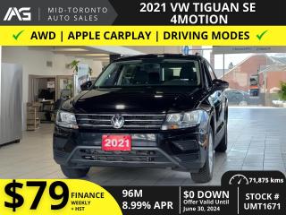 Used 2021 Volkswagen Tiguan Trendline - AWD - No Accidents - Navigation w/Apple Car Play - Excellent Condition - Certified for sale in North York, ON