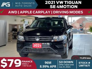 Used 2021 Volkswagen Tiguan Trendline - AWD - No Accidents - Navigation w/Apple Car Play - Excellent Condition - Certified for sale in North York, ON
