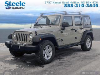 New Price! Odometer is 5852 kilometers below market average! Gobi Clearcoat 2018 Jeep Wrangler JK Unlimited Sport 4WD 5-Speed Automatic Pentastar 3.6L V6 VVT Atlantic Canadas largest Subaru dealer.All Wheel Drive, 3.73 Rear Axle Ratio, 4-Pin Wiring Harness, Black Jeep Freedom Top Hardtop, Bright Leather-Wrapped Shift Knob, Class II Hitch Receiver, Deep Tint Sunscreen Windows, Electronic Stability Control, Front fog lights, Leather-Wrapped Steering Wheel, Max Tow Package, Quick Order Package 24S, Radio: 130 AM/FM/CD, Rear Window Defroster, Rear Window Wiper w/Washer, Steering wheel mounted audio controls, Tilt steering wheel, Wheels: 17 x 7.5 Moab Sparkle Silver Aluminum.WE MAKE IT EASY!Reviews:* Owners typically rave about the Wranglers toughness, capability, heavy-duty feel, and go-anywhere-anytime attitude. The unique looks and quirky drive are part of the Wranglers charm for many drivers, and the availability of plenty of high-grade feature content drew many shoppers in. Notably, the new-for-2012 V6 engine is a smooth and punchy performer with power to spare, and should turn in notably improved fuel efficiency for drivers upgrading from pre-Pentastar Wranglers. Source: autoTRADER.ca
