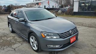 Smart Wheels - Your Trusted Used Car Dealership!<br><br>CLEAN CARFAX REPORT<br><br>2014 VOLKSWAGEN PASSAT 2.0L TDI SEL PREMIUM<br>Body Type: SEDAN<br>Engine: 2.0L DIESEL TURBO I4 140HP <br>Transmission: MANUAL<br>Doors: 4<br>Drive Type: FWD<br><br>Features:<br>Remote Engine Start, Push-Button Start, Hands-Free Phone, Back-Up Camera, Navigation System, Leather Power/Heated Seats, 3 Driver Memorized Settings, Cruise Control, Power Glass Moonroof/Sunroof, Tilt/Telescopic Steering Wheel, Steering Wheel Mounted Controls, Power Windows, Power Door Locks, Power Mirrors, Heated Windshield Washer Jets, Auto-Dimming Rearview Mirror, Air Conditioning, 6 Disc In-Dash CD, 8 Total Speakers, Fender Premium Brand Sound System, Bluetooth Auxiliary Audio Input, Bluetooth Wireless Data Link, Cornering Daytime Running Lights, Front Fog Lights, Auto On/Off Headlights, LED Taillights, Alarm Anti-Theft System, Aluminum Alloy Wheels, Multi-Function Display, Panic Alarm Multi-Function Remote.<br><br>Purchase Price: $14,999  plus HST AND LICENSING<br>Certification is available for only $799 which includes 3 month or 3ooo km Lubrico warranty with $1000 per claim. If not certified, by OMVIC regulations this vehicle is being sold AS-lS and is not represented as being in road worthy condition, mechanically sound or maintained at any guaranteed level of quality. The vehicle may not be fit for use as a means of transportation and may require substantial repairs at the purchaser   s expense. It may not be possible to register the vehicle to be driven in its current condition.<br>CARFAX PROVIDED FOR EVERY VEHICLE<br><br>WARRANTY: Extended warranty with variety terms and coverages is available, please ask our representative for more details.<br>FINANCING: Regardless of your credit score, we are committed to assisting you in obtaining a customized car loan that suits your specific circumstances. Our goal is to help you enhance your credit score significantly by the time you complete your loan term. Our specialists are happy to assist you with all necessary information.<br>TRADE-IN OR SELL: Upgrade your ride by trading-in your vehicle and save on taxes, or Sell it to us, and get the best value for your current vehicle.<br><br>Smart Wheels Used Car Dealership     OMVIC Registered Dealer<br>642 Dunlop St West, Barrie, ON L4N 9M5<br>Phone: 705-721-1341 ext 201<br>Email: Info@swcarsales.ca<br>Web: www.swcarsales.ca<br>Terms and conditions may apply. Price and availability subject to change. Contact us for the latest information.<br>