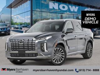 <b>Heads Up Display,  Cooled Seats,  Sunroof,  Leather Seats,  Premium Audio!</b><br> <br> <br> <br>  Filling a huge gap in the Hyundai line-up is only one reason Hyundai brought you this 3 row SUV Palisade. <br> <br>Big enough for your busy and active family, this Hyundai Palisade returns for 2024, and is good as ever. With a features list that would fit in with the luxury SUV segment attached to a family friendly interior, this Palisade was made to take the SUV segment by storm. For the next classic SUV people are sure to talk about for years, look no further than this Hyundai Palisade. <br> <br> This steel graphite SUV  has an automatic transmission and is powered by a  291HP 3.8L V6 Cylinder Engine.<br> This vehicles price also includes $2984 in additional equipment.<br> <br> Our Palisades trim level is Ultimate Calligraphy 7-Passenger. With luxury features like a heads up display, a two row sunroof, and heated and cooled Nappa leather seats, this Palisade Ultimate Calligraphy proves family friendly does not have to be boring for adults. This trim also adds navigation, a 12 speaker Harman Kardon premium audio system, a power liftgate, remote start, and a 360 degree parking camera. This amazing SUV keeps you connected on the go with touchscreen infotainment including wireless Android Auto, Apple CarPlay, wi-fi, and a Bluetooth hands free phone system. A heated steering wheel, memory settings, proximity keyless entry, and automatic high beams provide amazing luxury and convenience. This family friendly SUV helps keep you and your passengers safe with lane keep assist, forward collision avoidance, distance pacing cruise with stop and go, parking distance warning, blind spot assistance, and driver attention monitoring. This vehicle has been upgraded with the following features: Heads Up Display,  Cooled Seats,  Sunroof,  Leather Seats,  Premium Audio,  Power Liftgate,  Remote Start.  This is a demonstrator vehicle driven by a member of our staff, so we can offer a great deal on it.<br><br> <br/> See dealer for details. <br> <br><br> Come by and check out our fleet of 50+ used cars and trucks and 90+ new cars and trucks for sale in Ottawa.  o~o