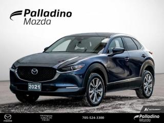 <b>Navigation,  Head Up Display,  Leather Seats,  Sunroof,  Heated Seats!<br> <br></b><br>     Mazda has perfected the mid sized SUV and this CX-30 is no exception. This  2021 Mazda CX-30 is fresh on our lot in Sudbury. <br> <br>Designed for an effortless drive, the luxurious CX-30 is sure to impress. Its refined cabin is quiet, instilling a feeling of tranquility behind the wheel. With plenty of cabin space, this gorgeous compact SUV is ready to handle any task you put infront of it. Innovative performance is not just about power, its about a responsive and engaging drive that connects you to the road.This  SUV has 45,207 kms. Its  deepcrystalblu in colour  . It has an automatic transmission and is powered by a  2.5L engine.  This unit has some remaining factory warranty for added peace of mind. <br> <br>To apply right now for financing use this link : <a href=https://www.palladinomazda.ca/finance/ target=_blank>https://www.palladinomazda.ca/finance/</a><br><br> <br/><br>Palladino Mazda in Sudbury Ontario is your ultimate resource for new Mazda vehicles and used Mazda vehicles. We not only offer our clients a large selection of top quality, affordable Mazda models, but we do so with uncompromising customer service and professionalism. We takes pride in representing one of Canadas premier automotive brands. Mazda models lead the way in terms of affordability, reliability, performance, and fuel efficiency.The advertised price is for financing purchases only. All cash purchases will be subject to an additional surcharge of $2,501.00. This advertised price also does not include taxes and licensing fees.<br> Come by and check out our fleet of 90+ used cars and trucks and 110+ new cars and trucks for sale in Sudbury.  o~o
