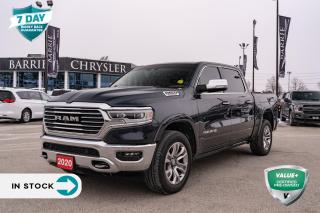 <p>Step into a world of uncompromising luxury and formidable capability with the 2020 RAM 1500 Longhorn Crew Cab 4x4. At Barrie Chrysler, we're excited to introduce you to this masterpiece of modern engineering, where ruggedness meets refinement to create an unparalleled driving experience.</p>

<p><strong>Performance</strong></p>

<p>Harness the power of a 3.0L V6 turbocharged diesel engine paired with an 8-speed automatic transmission, delivering the perfect blend of muscle and efficiency. Whether you're navigating city streets or tackling off-road adventures, the RAM 1500 Longhorn offers unmatched performance and control.</p>

<p><strong>Exterior</strong></p>

<p>Draped in the captivating Maximum Steel Metallic exterior color, the RAM 1500 Longhorn demands attention with its bold presence and iconic design. From its striking grille to its aerodynamic profile, this truck exudes confidence and sophistication on every journey.</p>

<p><strong>Interior</strong></p>

<p>Step inside to experience a sanctuary of luxury and comfort, where the Mountain Brown/Light Mountain Brown leather interior welcomes you with open arms. Sink into the plush, ventilated front bucket seats and surround yourself with premium materials and exquisite craftsmanship that elevate every moment of your drive.</p>

<p><strong>Safety & Technology</strong></p>

<p>Drive with confidence knowing that the RAM 1500 Longhorn is equipped with an array of advanced safety features, including Electronic Stability Control, Lane Departure Warning, Forward Collision Warning, and more. Plus, stay connected and entertained with cutting-edge technology like the 12-inch touchscreen display, SiriusXM with 360L on-demand content, and Uconnect 4C NAV.</p>

<p>The 2020 RAM 1500 Longhorn Crew Cab 4x4 represents the pinnacle of performance, luxury, and innovation. With its robust engine, striking exterior, opulent interior, advanced safety features, and state-of-the-art technology, it's more than just a truck—it's a statement of excellence. Visit [Dealership Name] today to test drive the RAM 1500 Longhorn and elevate your driving experience to new heights.</p>
<p> </p>

<h4>VALUE+ CERTIFIED PRE-OWNED VEHICLE</h4>

<p>36-point Provincial Safety Inspection<br />
172-point inspection combined mechanical, aesthetic, functional inspection including a vehicle report card<br />
Warranty: 30 Days or 1500 KMS on mechanical safety-related items and extended plans are available<br />
Complimentary CARFAX Vehicle History Report<br />
2X Provincial safety standard for tire tread depth<br />
2X Provincial safety standard for brake pad thickness<br />
7 Day Money Back Guarantee*<br />
Market Value Report provided<br />
Complimentary 3 months SIRIUS XM satellite radio subscription on equipped vehicles<br />
Complimentary wash and vacuum<br />
Vehicle scanned for open recall notifications from manufacturer</p>

<p>SPECIAL NOTE: This vehicle is reserved for AutoIQs retail customers only. Please, No dealer calls. Errors & omissions excepted.</p>

<p>*As-traded, specialty or high-performance vehicles are excluded from the 7-Day Money Back Guarantee Program (including, but not limited to Ford Shelby, Ford mustang GT, Ford Raptor, Chevrolet Corvette, Camaro 2SS, Camaro ZL1, V-Series Cadillac, Dodge/Jeep SRT, Hyundai N Line, all electric models)</p>

<p>INSGMT</p>