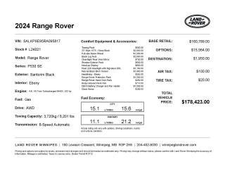 New 2024 Land Rover Range Rover SE ALL NEW 2024! for sale in Winnipeg, MB