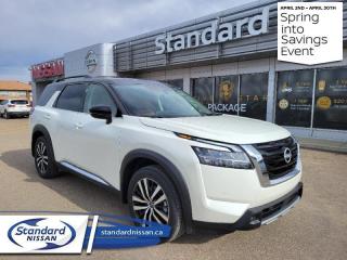 <b>Cooled Seats,  Bose Premium Audio,  HUD,  Wireless Charging,  Sunroof!<br> Includes Block Heater, All Weather Floor Mats & 5-Star Package <br></b><br>  <br> <br>  With amazing style and even better capability, this 2024 Nissan Pathfinder is as cool as it looks. <br> <br>With all the latest safety features, all the latest innovations for capability, and all the latest connectivity and style features you could want, this 2024 Nissan Pathfinder is ready for every adventure. Whether its the urban cityscape, or the backcountry trail, this 2024Pathfinder was designed to tackle it with grace. If you have an active family, they deserve all the comfort, style, and capability of the 2024 Nissan Pathfinder.<br> <br> This pearl whit SUV  has a 9 speed automatic transmission and is powered by a  284HP 3.5L V6 Cylinder Engine.<br> <br> Our Pathfinders trim level is Platinum. This Pathfinder Platinum trim adds top of the line comfort features such as a heads-up display, Bose Premium Audio System, wireless Apple CarPlay and Android Auto, heated and cooled quilted leather trimmed seats, and heated second row captains chairs. This family SUV is ready for the city or the trail with modern features such as NissanConnect with navigation, touchscreen, and voice command, Apple CarPlay and Android Auto, paddle shifters, Class III towing equipment with hitch sway control, automatic locking hubs, a 120V outlet, alloy wheels, automatic LED headlamps, and fog lamps. Keep your family safe and comfortable with a heated leather steering wheel, driver memory settings, a dual row sunroof, a proximity key with proximity cargo access, smart device remote start, power liftgate, collision mitigation, lane keep assist, blind spot intervention, front and rear parking sensors, and a 360-degree camera. This vehicle has been upgraded with the following features: Cooled Seats,  Bose Premium Audio,  Hud,  Wireless Charging,  Sunroof,  Navigation,  Heated Seats. <br><br> <br>To apply right now for financing use this link : <a href=https://www.standardnissan.ca/finance/apply-for-financing/ target=_blank>https://www.standardnissan.ca/finance/apply-for-financing/</a><br><br> <br/> Weve discounted this vehicle $2709. Incentives expire 2024-04-30.  See dealer for details. <br> <br>Why buy from Standard Nissan in Swift Current, SK? Our dealership is owned & operated by a local family that has been serving the automotive needs of local clients for over 110 years! We rely on a reputation of fair deals with good service and top products. With your support, we are able to give back to the community. <br><br>Every retail vehicle new or used purchased from us receives our 5-star package:<br><ul><li>*Platinum Tire & Rim Road Hazzard Coverage</li><li>**Platinum Security Theft Prevention & Insurance</li><li>***Key Fob & Remote Replacement</li><li>****$20 Oil Change Discount For As Long As You Own Your Car</li><li>*****Nitrogen Filled Tires</li></ul><br>Buyers from all over have also discovered our customer service and deals as we deliver all over the prairies & beyond!#BetterTogether<br> Come by and check out our fleet of 30+ used cars and trucks and 40+ new cars and trucks for sale in Swift Current.  o~o