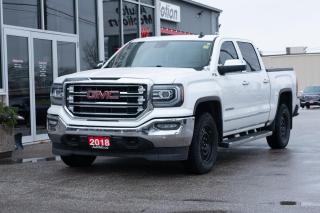 <p>Our 2018 GMC Sierra 1500 SLT Crew Cab 4X4 presented in Summit White will exceed your expectations! Powered by a 5.3 Litre EcoTec3 V8 that offers 355hp paired with an 8 Speed Automatic transmission for smooth shifts and quick acceleration. This traction savvy Four Wheel Drive team can handle any terrain and go practically anywhere while rewarding you with approximately 10.7L/100km on the highway. Ruggedly handsome, our Sierra SLT is dressed up with chrome accents, sunroof, running boards, hitch receiver, and high-performance lighting to make you stand out! The well-designed interior of our SLT immediately presents a spacious cabin with comfortable leather heated/ventilated front seats when you open the door. In addition, you appreciate top-shelf features like a leather-wrapped heated steering wheel, remote start, dual-zone automatic climate control, and a colour touchscreen audio with IntelliLink featuring available satellite radio, smartphone integration, and voice activation. Stay connected with Bluetooth, and enjoy the available WiFi as well! This GMC provides peace of mind with top-notch safety features like StabiliTrak featuring trailer sway control and hill start assist. You'll also drive assured with a backup camera, tire pressure monitoring system, daytime running lamps, a multitude of airbags, and an available Teen Driver configurable feature. Our Sierra 1500 SLT is setting a fresh standard for trucks, and we're confident you'll be impressed with just one drive! Save this Page and Call for Availability. We Know You Will Enjoy Your Test Drive Towards Ownership! Errors and omissions excepted Good Credit, Bad Credit, No Credit - All credit applications are 100% processed! Let us help you get your credit started or rebuilt with our experienced team of professionals. Good credit? Let us source the best rates and loan that suits you. Same day approval! No waiting! Experience the difference at Chatham's award winning Pre-Owned dealership 3 years running! All vehicles are sold certified and e-tested, unless otherwise stated. Helping people get behind the wheel since 1999! If we don't have the vehicle you are looking for, let us find it! All cars serviced through our onsite facility. Servicing all makes and models. We are proud to serve southwestern Ontario with quality vehicles for over 16 years! Can't make it in? No problem! Take advantage of our NO FEE delivery service! Chatham-Kent, Sarnia, London, Windsor, Essex, Leamington, Belle River, LaSalle, Tecumseh, Kitchener, Cambridge, waterloo, Hamilton, Oakville, Toronto and the GTA.</p>