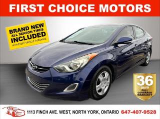 Welcome to First Choice Motors, the largest car dealership in Toronto of pre-owned cars, SUVs, and vans priced between $5000-$15,000. With an impressive inventory of over 300 vehicles in stock, we are dedicated to providing our customers with a vast selection of affordable and reliable options.<br><br>Were thrilled to offer a used 2013 Hyundai Elantra LIMITED, blue color with 169,000km (STK#6948) This vehicle was $9990 NOW ON SALE FOR $8990. It is equipped with the following features:<br>- Automatic Transmission<br>- Leather Seats<br>- Sunroof<br>- Heated seats<br>- Bluetooth<br>- Power windows<br>- Power locks<br>- Power mirrors<br>- Air Conditioning<br><br>At First Choice Motors, we believe in providing quality vehicles that our customers can depend on. All our vehicles come with a 36-day FULL COVERAGE warranty. We also offer additional warranty options up to 5 years for our customers who want extra peace of mind.<br><br>Furthermore, all our vehicles are sold fully certified with brand new brakes rotors and pads, a fresh oil change, and brand new set of all-season tires installed & balanced. You can be confident that this car is in excellent condition and ready to hit the road.<br><br>At First Choice Motors, we believe that everyone deserves a chance to own a reliable and affordable vehicle. Thats why we offer financing options with low interest rates starting at 7.9% O.A.C. Were proud to approve all customers, including those with bad credit, no credit, students, and even 9 socials. Our finance team is dedicated to finding the best financing option for you and making the car buying process as smooth and stress-free as possible.<br><br>Our dealership is open 7 days a week to provide you with the best customer service possible. We carry the largest selection of used vehicles for sale under $9990 in all of Ontario. We stock over 300 cars, mostly Hyundai, Chevrolet, Mazda, Honda, Volkswagen, Toyota, Ford, Dodge, Kia, Mitsubishi, Acura, Lexus, and more. With our ongoing sale, you can find your dream car at a price you can afford. Come visit us today and experience why we are the best choice for your next used car purchase!<br><br>All prices exclude a $10 OMVIC fee, license plates & registration and ONTARIO HST (13%)
