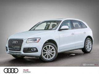 Are you looking for a luxury SUV thats compact in size. yet big on luxury? Then consider the 2016 Audi Q5, a timelessly stylish five-passenger SUV thats at the top of its class. From its finely crafted interior to the wide range of available features, there arent many things you wont find on the Q5.6 months / 10,000km Enhanced 1st Canadian Warranty, with the option to upgrade to longer periods.NATIONWIDE DELIVERY AVAILABLEAt Audi Halifax, we guarantee that our pre-owned vehicles are both reliable and safe. Each vehicle is subject to an 85-point inspection prior to purchase to ensure the satisfaction of our customers. The 85-point inspection includes inspecting the following services Engine Change Oil and Filter Transmission/Transfer Case Drive Axle Steering Brake System Air Conditioning Electrical Front/Rear Suspension Cooling/Fuel System Road Test