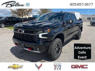 <b>Leather Seats, Sunroof, Technology Package!</b><br> <br> <br> <br>  This 2024 Silverado 1500 is engineered for ultra-premium comfort, offering high-tech upgrades, beautiful styling, authentic materials and thoughtfully crafted details. <br> <br>This 2024 Chevrolet Silverado 1500 stands out in the midsize pickup truck segment, with bold proportions that create a commanding stance on and off road. Next level comfort and technology is paired with its outstanding performance and capability. Inside, the Silverado 1500 supports you through rough terrain with expertly designed seats and robust suspension. This amazing 2024 Silverado 1500 is ready for whatever.<br> <br> This black Crew Cab 4X4 pickup   has an automatic transmission and is powered by a  420HP 6.2L 8 Cylinder Engine.<br> <br> Our Silverado 1500s trim level is ZR2. Making sure your off-road game is on point, this adventure-ready Silverado 1500 ZR2 is ready to power through any extreme terrain you put in front of it. This menacing pickup truck comes loaded with Multimatic DSSV dampers and a highly capable off-road suspension, an exclusive raised hood with black inserts, unique off-road aluminum wheels, underbody skid plates, and a high cut bumper to improve your approach angle. It also comes with Chevrolets Premium Infotainment 3 system that features a larger touchscreen display, wireless Apple CarPlay, wireless Android Auto, and SiriusXM, blind spot detection with trailer alert, remote engine start, an EZ Lift tailgate and a 10 way power driver seat. Additional features include forward collision warning with automatic braking, lane keep assist, intellibeam LED headlights and fog lights, an HD surround vision camera and hill descent control plus so much more! This vehicle has been upgraded with the following features: Leather Seats, Sunroof, Technology Package. <br><br> <br>To apply right now for financing use this link : <a href=http://www.boltongm.ca/?https://CreditOnline.dealertrack.ca/Web/Default.aspx?Token=44d8010f-7908-4762-ad47-0d0b7de44fa8&Lang=en target=_blank>http://www.boltongm.ca/?https://CreditOnline.dealertrack.ca/Web/Default.aspx?Token=44d8010f-7908-4762-ad47-0d0b7de44fa8&Lang=en</a><br><br> <br/> Weve discounted this vehicle $4050. Total  cash rebate of $5300 is reflected in the price. Credit includes $5,300 Non-Stackable Cash Delivery Allowance.  Incentives expire 2024-05-31.  See dealer for details. <br> <br>At Bolton Motor Products, we offer new Chevrolet, Cadillac, Buick, GMC cars and trucks in Bolton, along with used cars, trucks and SUVs by top manufacturers. Our sales staff will help you find that new or used car you have been searching for in the Bolton, Brampton, Nobleton, Kleinburg, Vaughan, & Maple area. o~o