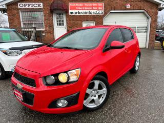 <p>Super-Clean Chevrolet Sonic Hatchback from Etobicoke, ON! This LT Turbo model comes with great options inside and out while looking good in its Red paint! The exterior features keyless entry with remote start, a factory power sunroof, automatic headlights, foglights, a nice set of factory alloy wheels, colour-matched side mirrors, tinted privacy glass, a sleek rear spoiler, a peppy fuel-efficient 1.4L 4-cylinder turbocharged engine and automatic transmission! The interior is clean and comfortable with heated cloth front seats, power door locks, windows and mirrors, comfortable rear seating, a spacious cargo area, steering wheel audio, cruise controls, an easy-to-read and use gauge cluster, a large central touch screen AM/FM/XM Satellite Radio with Bluetooth, Telephone Link, backup camera, and MP3 capabilities, A/C climate control with front and rear window defrost settings, USB/AUX/12V accessory ports and more!</p><p> </p><p>Perfect Student or Commuter Vehicle, Great on Gas, and easy to park!</p><p> </p><p>Call (905) 623-2906</p><p> </p><p>Text Ryan: (905) 429-9680 or Email: ryan@markrainford.ca</p><p> </p><p>Text Mark: (905) 431-0966 or Email: mark@markrainford.ca</p>