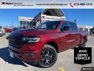 <b>Power Running Boards,  Blind Spot Detection,  Leather Seats,  Cooled Seats,  Navigation!</b><br> <br> <br> <br>Call 613-489-1212 to speak to our friendly sales staff today, or come by the dealership!<br> <br>  Beauty meets brawn with this rugged Ram 1500. <br> <br>The Ram 1500s unmatched luxury transcends traditional pickups without compromising its capability. Loaded with best-in-class features, its easy to see why the Ram 1500 is so popular. With the most towing and hauling capability in a Ram 1500, as well as improved efficiency and exceptional capability, this truck has the grit to take on any task.<br> <br> This red pearl Crew Cab 4X4 pickup   has an automatic transmission and is powered by a  395HP 5.7L 8 Cylinder Engine.<br> This vehicles price also includes $2000 in additional equipment, specifically: <b>hard tri-fold cover </b>.<br> <br> Our 1500s trim level is Limited. This Ram 1500 Limited adds power running boards, auto leveling, adaptive suspension, polished aluminum wheels, blind spot detection, premium leather upholstery, an upgraded 12-inch infotainment screen with Uconnect 5W and a 10-speaker Alpine Performance audio system, in addition to ventilated and heated front seats with power adjustment, lumbar support and memory function, heated and cooled rear seats, remote engine start, a leather-wrapped steering wheel, power-adjustable pedals, interior sound insulation, simulated wood/metal interior trim, and dual-zone front climate control with infrared. This truck is also ready for work, with class III towing equipment including a hitch, wiring harness and trailer sway control, heavy duty dampers, power-folding exterior side mirrors with convex wide-angle inserts, and a locking tailgate. Connectivity features include GPS navigation, Apple CarPlay, Android Auto, SiriusXM satellite radio, and 4G LTE wi-fi hotspot. This vehicle has been upgraded with the following features: Power Running Boards,  Blind Spot Detection,  Leather Seats,  Cooled Seats,  Navigation,  Remote Start,  4g Wi-fi.  This is a demonstrator vehicle driven by a member of our staff and has just 2536 kms.<br><br> View the original window sticker for this vehicle with this url <b><a href=http://www.chrysler.com/hostd/windowsticker/getWindowStickerPdf.do?vin=1C6SRFHT0RN216020 target=_blank>http://www.chrysler.com/hostd/windowsticker/getWindowStickerPdf.do?vin=1C6SRFHT0RN216020</a></b>.<br> <br>To apply right now for financing use this link : <a href=https://CreditOnline.dealertrack.ca/Web/Default.aspx?Token=3206df1a-492e-4453-9f18-918b5245c510&Lang=en target=_blank>https://CreditOnline.dealertrack.ca/Web/Default.aspx?Token=3206df1a-492e-4453-9f18-918b5245c510&Lang=en</a><br><br> <br/> Weve discounted this vehicle $2100. Total  cash rebate of $10368 is reflected in the price.   6.49% financing for 96 months. <br> Buy this vehicle now for the lowest weekly payment of <b>$294.80</b> with $0 down for 96 months @ 6.49% APR O.A.C. ( Plus applicable taxes -  $1199  fees included in price    ).  Incentives expire 2024-07-02.  See dealer for details. <br> <br>If youre looking for a Dodge, Ram, Jeep, and Chrysler dealership in Ottawa that always goes above and beyond for you, visit Myers Manotick Dodge today! Were more than just great cars. We provide the kind of world-class Dodge service experience near Kanata that will make you a Myers customer for life. And with fabulous perks like extended service hours, our 30-day tire price guarantee, the Myers No Charge Engine/Transmission for Life program, and complimentary shuttle service, its no wonder were a top choice for drivers everywhere. Get more with Myers!<br> Come by and check out our fleet of 40+ used cars and trucks and 100+ new cars and trucks for sale in Manotick.  o~o