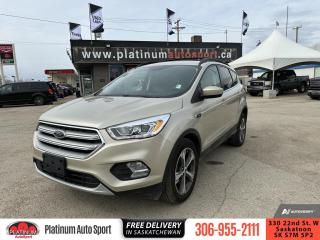 <b>Leather Seats,  SYNC 3,  Heated Seats,  Rear View Camera,  SiriusXM!</b><br> <br>    With athletic looks and a quiet, stylish interior, this Ford Escape distinguishes itself in a crowd of small crossovers. This  2018 Ford Escape is for sale today. <br> <br>Although there are many compact SUVs to choose from, few have the styling, performance, and features offered by this 5-passenger Ford Escape. Beyond its strong, efficient drivetrain and handsome styling, this Escape offers nimble handling and a comfortable ride. The interior boasts smart design and impressive features. If you need the versatility of an SUV but want something fuel-efficient and easy to drive, this Ford Escape is just right. This  SUV has 106,667 kms. Its  tan in colour  . It has a 6 speed automatic transmission and is powered by a  245HP 2.0L 4 Cylinder Engine.  <br> <br> Our Escapes trim level is SEL. Upgrading to this 2018 Escape SEL offers a exceptional blend of features and value. It comes packed with a SYNC 3 infotainment system with Bluetooth connectivity, aluminum wheels, a power liftgate, fog lights, and body coloured bumpers. It also includes luxurious features like power front seats, a leather steering wheel, SiriusXM, a rearview camera, steering wheel-mounted audio and cruise control, dual-zone automatic climate control, Salerno leather seats, rear parking sensors, Fords MyKey system and much more. This vehicle has been upgraded with the following features: Leather Seats,  Sync 3,  Heated Seats,  Rear View Camera,  Siriusxm,  Aluminum Wheels,  Power Tailgate. <br> To view the original window sticker for this vehicle view this <a href=http://www.windowsticker.forddirect.com/windowsticker.pdf?vin=1FMCU9H93JUD24607 target=_blank>http://www.windowsticker.forddirect.com/windowsticker.pdf?vin=1FMCU9H93JUD24607</a>. <br/><br> <br>To apply right now for financing use this link : <a href=https://www.platinumautosport.com/credit-application/ target=_blank>https://www.platinumautosport.com/credit-application/</a><br><br> <br/><br> Buy this vehicle now for the lowest bi-weekly payment of <b>$161.56</b> with $0 down for 84 months @ 5.99% APR O.A.C. ( Plus applicable taxes -  Plus applicable fees   ).  See dealer for details. <br> <br><br> We know that you have high expectations, and as car dealers, we enjoy the challenge of meeting and exceeding those standards each and every time. Allow us to demonstrate our commitment to excellence! </br>

<br> As your one stop shop for quality pre owned vehicles and hassle free auto financing in Saskatoon, we provide the following offers & incentives for our valued clients in Saskatchewan, Alberta & Manitoba. </br> o~o