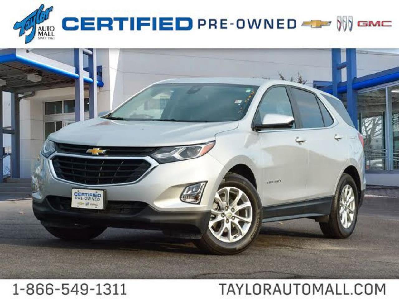 Low Mileage, Aluminum Wheels,  Apple CarPlay,  Android Auto,  Remote Start,  Heated Seats!     With a composed chassis, a quiet cabin and a roomy back seat, the Chevy Equinox is a top choice in the competitive mid sized SUV segment. This  2021 Chevrolet Equinox is for sale today in Kingston.  When Chevrolet redesigned the Equinox in 2021, they got every detail just right. Its the perfect size, roomy without being too big. This compact SUV pairs eye-catching style with a spacious and versatile cabin that?s been thoughtfully designed to put you at the centre of attention. This mid size crossover also comes packed with desirable technology and safety features. For a mid sized SUV, its hard to beat this Chevrolet Equinox.This low mileage  SUV has just 39,152 kms. Its  nice in colour  . It has an automatic transmission and is powered by a  170HP 1.5L 4 Cylinder Engine.  It may have some remaining factory warranty, please check with dealer for details.   Our Equinoxs trim level is LT. Upgrading to this Equinox LT is a great choice as it comes loaded with aluminum wheels, HID headlights, a 7 inch touchscreen display with Apple CarPlay and Android Auto, active aero shutters for better fuel economy, an 8-way power driver seat and power heated outside mirrors. It also has a remote engine start, heated front seats, a rear view camera, 4G WiFi capability, steering wheel with audio and cruise controls, lane keep assist and lane departure warning, forward collision alert, forward automatic emergency braking and pedestrian detection. Additional features include Teen Driver technology, Bluetooth streaming audio, StabiliTrak electronic stability control and a split folding rear seat to make loading and unloading large objects a breeze! This vehicle has been upgraded with the following features: Aluminum Wheels,  Apple Carplay,  Android Auto,  Remote Start,  Heated Seats,  Power Seat,  Rear View Camera.  To apply right now for financing use this link : https://www.taylorautomall.com/finance/apply-for-financing/  Buy this vehicle now for the lowest bi-weekly payment of $195.73 with $0 down for 96 months @ 9.99% APR O.A.C. ( Plus applicable taxes -  Plus applicable fees   ).  See dealer for details.  For more information, please call any of our knowledgeable used vehicle staff at (613) 549-1311! Come by and check out our fleet of 60+ used cars and trucks and 110+ new cars and trucks for sale in Kingston.  o~o
