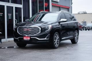 <p>Our great looking 2018 GMC Terrain Denali AWD presented in Black is ready for all of your adventures! Powered by a TurboCharged 2.0 Liter 4 Cylinder offering 252hp paired with a smooth-shifting 9 Speed Automatic transmission. This All Wheel Drive SUV supplies a tranquil ride, provides excellent handling, and rewards you with nearly 9.0L/100kmm on the highway! Bold and refined, our Terrain Denali commands the road with its striking Denali grille and prominent alloy wheels. The Denali offers unique heated front leather heated and cooled seating with driver memory, a remote vehicle starter, driver information center, ambient lighting, leather-wrapped heated steering wheel with audio controls, and multi-flex sliding rear seats. Maintain a safe connection via Bluetooth and OnStar with available WiFi while enjoying Pioneer Premium audio, full-color navigation, Color Touch Radio with IntelliLink, a prominent touchscreen display, and available satellite radio. GMC is built with super performance and exemplary safety, offering peace of mind with ABS, stability/traction control, side blind zone/rear cross-traffic alert, rear park assist, forward collision alert, lane departure warning, airbags, and a rear vision camera. Radiating premium good looks inside and out, this Terrain Denali delivers without compromise, so do yourself a favor and check it out for yourself! Save this Page and Call for Availability. We Know You Will Enjoy Your Test Drive Towards Ownership! Errors and omissions excepted Good Credit, Bad Credit, No Credit - All credit applications are 100% processed! Let us help you get your credit started or rebuilt with our experienced team of professionals. Good credit? Let us source the best rates and loan that suits you. Same day approval! No waiting! Experience the difference at Chatham’s award winning Pre-Owned dealership 3 years running! All vehicles are sold certified and e-tested, unless otherwise stated. Helping people get behind the wheel since 1999! If we don’t have the vehicle you are looking for, let us find it! All cars serviced through our onsite facility. Servicing all makes and models. We are proud to serve southwestern Ontario with quality vehicles for over 16 years! Can’t make it in? No problem! Take advantage of our NO FEE delivery service! Chatham-Kent, Sarnia, London, Windsor, Essex, Leamington, Belle River, LaSalle, Tecumseh, Kitchener, Cambridge, waterloo, Hamilton, Oakville, Toronto and the GTA.</p>