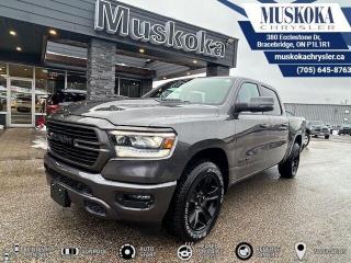 This RAM 1500 SPORT, with a 5.7L HEMI V-8 engine engine, features a 8-speed automatic transmission, and generates 0 highway/0 city L/100km. Find this vehicle with only 300 kilometers!  RAM 1500 SPORT Options: This RAM 1500 SPORT offers a multitude of options. Technology options include: Voice Recorder, 2 LCD Monitors In The Front, HD Radio, MP3 Player, Satellite Radio.  Safety options include Tailgate/Rear Door Lock Included w/Power Door Locks, Power Door Locks w/Autolock Feature, Airbag Occupancy Sensor, Curtain 1st And 2nd Row Airbags, Dual Stage Driver And Passenger Front Airbags.  Visit Us: Find this RAM 1500 SPORT at Muskoka Chrysler today. We are conveniently located at 380 Ecclestone Dr Bracebridge ON P1L1R1. Muskoka Chrysler has been serving our local community for over 40 years. We take pride in giving back to the community while providing the best customer service. We appreciate each and opportunity we have to serve you, not as a customer but as a friend