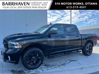 Just IN... Local Trade 2020 Ram 1500 Classic Crew Cab 4X4 Night Edition. Some of the Feature Options included in the trim package are 5.7L HEMI VVT V8 engine with FuelSaver MDS, 8speed TorqueFlite automatic transmission, 20inch aluminum wheels, Sport performance hood, Class IV hitch receiver, 8.4inch touchscreen, ParkView Rear BackUp Camera, Power 10way driver seat including 2way lumbar, Cloth front 40/20/40 split bench seat, Front heated seats, Heated steering wheel, Leatherwrapped steering wheel, Handsfree communication with Bluetooth streaming, Google Android Auto & Apple CarPlay capable, SiriusXM satellite radio, Handsfree communication with Bluetooth streaming, Remote keyless entry, Remote start system & Much MORE. The Truck includes a Clean Car-Proof Report Free of any Insurance or Collison Claims. The Classic has gone through a Detail Cleaning and is all ready for YOU. Nobody deals like Barrhaven Jeep Dodge Ram, come and see us today and we will show you why!!