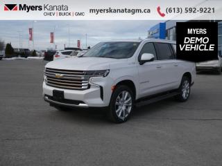 <b>Sunroof, Z71 Midnight Edition, Power Assist Steps, Aid Ride Adaptive Suspension, Max Trailering Package!</b><br> <br> <br> <br>At Myers, we believe in giving our customers the power of choice. When you choose to shop with a Myers Auto Group dealership, you dont just have access to one inventory, youve got the purchasing power of an entire auto group behind you!<br> <br>  Open up a world of possibilities with the luxurious Chevrolet Suburban. <br> <br>This Chevy Suburban is designed for shoppers who require a luxurious ride, stern towing capacity and a well-trimmed cabin. The iconic Suburban offers more of everything you expect - uncommon spaciousness, commanding performance and ingenious safety technology. The luxury is all-encompassing and its capability is exceptional. Discover why, year after year, the legendary Suburban is part of Americas best-selling family of full-size SUVs.<br> <br> This iridescent pearl tricoat SUV  has an automatic transmission and is powered by a  420HP 6.2L 8 Cylinder Engine.<br> <br> Our Suburbans trim level is High Country. This range-topping Suburban High Country is decked with great standard features such as ventilated and heated leather-trimmed seats, power release second row seats, a drivers head up display, adaptive cruise control, HD surround vision, and a sonorous 10-speaker Bose premium audio system with CenterPoint. Also standard include wireless charging for mobile devices, a power liftgate for rear cargo access, wireless Apple CarPlay and Android Auto, remote engine start with keyless entry, LED headlights with IntelliBeam, tri-zone climate control, and SiriusXM satellite radio. Safety features also include automatic emergency braking, lane keeping assist with lane departure warning, and front and rear park assist. This vehicle has been upgraded with the following features: Sunroof, Z71 Midnight Edition, Power Assist Steps, Aid Ride Adaptive Suspension, Max Trailering Package.  This is a demonstrator vehicle driven by a member of our staff, so we can offer a great deal on it.<br><br> <br>To apply right now for financing use this link : <a href=https://www.myerskanatagm.ca/finance/ target=_blank>https://www.myerskanatagm.ca/finance/</a><br><br> <br/>    Incentives expire 2024-05-31.  See dealer for details. <br> <br>Myers Kanata Chevrolet Buick GMC Inc is a great place to find quality used cars, trucks and SUVs. We also feature over a selection of over 50 used vehicles along with 30 certified pre-owned vehicles. Our Ottawa Chevrolet, Buick and GMC dealership is confident that youll be able to find your next used vehicle at Myers Kanata Chevrolet Buick GMC Inc. You will always find our inventory updated with the latest models. Our team believes in giving nothing but the best to our customers. Visit our Ottawa GMC, Chevrolet, and Buick dealership and get all the information you need today!<br> Come by and check out our fleet of 50+ used cars and trucks and 140+ new cars and trucks for sale in Kanata.  o~o