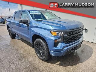 2.7L Turbomax 4-Cylinder Engine, 8-Speed Automatic Transmission, Lakeshore Blue Metallic Exterior, Jet Black Cloth Interior, Power Passenger Seat, 7-Way Passenger Seat Adjuster, Front 40/20/40 Split-Bench Seat, Rear 60/40 Folding Bench Seat, Automatic Stop/Start, Remote Keyless Entry, Push Button Start, Remote Vehicle Start, HD Rear Vision Camera, Hitch Guidance, Chevy Safety Assist, Automatic Emergency Braking, Front Pedestrian Braking, Lane Keep Assist w/ Lane Departure Warning, Following Distance Indicator, Forward Collision Alert, Buckle to Drive, Rear Seat Reminder, Intellibeam, Power Windows/Door Locks, 3.5 Driver Information Center, Chevrolet Infotainment System w/ 7 Colour Touchscreen Wireless Phone Projection, 6-Speaker Audio System Feature, USB Ports, 120V Power Outlet, 12V Power Outlet, Tilt Steering, Electric Lock Steering Column, Urethane Steering Wheel, Cruise Control, Teen Driver Settings, Floor Mats, Air Conditioning, Rear Window Defogger, Deep Tint Rear Glass, LED Cargo Bed Lighting, EZ Lift Power Lock & Release Standard Tailgate, Automatic Locking Rear Differential, Rear Bumper Corner Step, Custom Convenience Package, Custom Value Package, Heated Outside Mirrors, Intellibeam Automatic Headlights, Black Front Recovery Hooks, Trailering Package, Autotrac Single Speed Transfer Case, Trailer Brake Controller, High Capacity Suspension Package, Tire Pressure Monitoring System, Tire Carrier Lock, 20 Gloss Black Painted Aluminum Wheels, OnStar Services Available, OnStar Wi-Fi Hotspot Capable, SiriusXM Satellite Radio Services Available.

<br> <br> HUDSONS HAS IT!
See it - Drive it - Own it - LOVE it.

At Larry Hudson Chevrolet Buick GMC we make car buying a breeze! New car pricing with $0 down approvals are among your options (*on approved credit). There are a variety of finance and lease options available. Also expect top dollar for your trade-in!

Selling price/payment shown includes cash incentive(s). Does not include HST & Licensing. Bi-Weekly payments reflect current Chevrolet Buick and GMC incentives. We have professional Product Specialist to guide you through your vehicle purchase. Contact us for more info! 1-800-350-3325