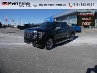 <b>Cooled Seats,  Park Assist,  Multi-Pro Tailgate,  Wireless Charging,  Heated Steering Wheel!</b><br> <br> <br> <br>At Myers, we believe in giving our customers the power of choice. When you choose to shop with a Myers Auto Group dealership, you dont just have access to one inventory, youve got the purchasing power of an entire auto group behind you!<br> <br>   <br> <br>This 2024 GMC Sierra 1500 stands out in the midsize pickup truck segment, with bold proportions that create a commanding stance on and off road. Next level comfort and technology is paired with its outstanding performance and capability. Inside, the Sierra 1500 supports you through rough terrain with expertly designed seats and robust suspension. This amazing 2024 Sierra 1500 is ready for whatever.<br> <br> This onyx black Crew Cab 4X4 pickup   has an automatic transmission and is powered by a  355HP 5.3L 8 Cylinder Engine.<br> <br> Our Sierra 1500s trim level is Denali. This premium GMC Sierra 1500 Denali comes fully loaded with perforated leather seats and authentic open-pore wood trim, exclusive exterior styling, unique aluminum wheels, plus a massive 13.4 inch touchscreen display that features wireless Apple CarPlay and Android Auto, a premium 7-speaker Bose audio system, SiriusXM, and a 4G LTE hotspot. Additionally, this stunning pickup truck also features heated and cooled front seats and heated second row seats, a spray-in bedliner, wireless device charging, IntelliBeam LED headlights, remote engine start, forward collision warning and lane keep assist, a trailer-tow package with hitch guidance, LED cargo area lighting, ultrasonic parking sensors, an HD surround vision camera plus so much more! This vehicle has been upgraded with the following features: Cooled Seats,  Park Assist,  Multi-pro Tailgate,  Wireless Charging,  Heated Steering Wheel. <br><br> <br>To apply right now for financing use this link : <a href=https://www.myerskanatagm.ca/finance/ target=_blank>https://www.myerskanatagm.ca/finance/</a><br><br> <br/> Total  cash rebate of $5300 is reflected in the price. Credit includes $5,300 Non Stackable Delivery Allowance  Incentives expire 2024-05-31.  See dealer for details. <br> <br>Myers Kanata Chevrolet Buick GMC Inc is a great place to find quality used cars, trucks and SUVs. We also feature over a selection of over 50 used vehicles along with 30 certified pre-owned vehicles. Our Ottawa Chevrolet, Buick and GMC dealership is confident that youll be able to find your next used vehicle at Myers Kanata Chevrolet Buick GMC Inc. You will always find our inventory updated with the latest models. Our team believes in giving nothing but the best to our customers. Visit our Ottawa GMC, Chevrolet, and Buick dealership and get all the information you need today!<br> Come by and check out our fleet of 50+ used cars and trucks and 140+ new cars and trucks for sale in Kanata.  o~o