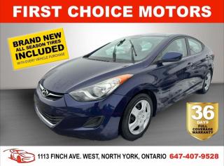 Welcome to First Choice Motors, the largest car dealership in Toronto of pre-owned cars, SUVs, and vans priced between $5000-$15,000. With an impressive inventory of over 300 vehicles in stock, we are dedicated to providing our customers with a vast selection of affordable and reliable options.<br><br>Were thrilled to offer a used 2013 Hyundai Elantra GL, blue color with 130,000km (STK#6975) This vehicle was $10990 NOW ON SALE FOR $9990. It is equipped with the following features:<br>- Automatic Transmission<br>- Heated seats<br>- Bluetooth<br>- Power windows<br>- Power locks<br>- Power mirrors<br>- Air Conditioning<br><br>At First Choice Motors, we believe in providing quality vehicles that our customers can depend on. All our vehicles come with a 36-day FULL COVERAGE warranty. We also offer additional warranty options up to 5 years for our customers who want extra peace of mind.<br><br>Furthermore, all our vehicles are sold fully certified with brand new brakes rotors and pads, a fresh oil change, and brand new set of all-season tires installed & balanced. You can be confident that this car is in excellent condition and ready to hit the road.<br><br>At First Choice Motors, we believe that everyone deserves a chance to own a reliable and affordable vehicle. Thats why we offer financing options with low interest rates starting at 7.9% O.A.C. Were proud to approve all customers, including those with bad credit, no credit, students, and even 9 socials. Our finance team is dedicated to finding the best financing option for you and making the car buying process as smooth and stress-free as possible.<br><br>Our dealership is open 7 days a week to provide you with the best customer service possible. We carry the largest selection of used vehicles for sale under $9990 in all of Ontario. We stock over 300 cars, mostly Hyundai, Chevrolet, Mazda, Honda, Volkswagen, Toyota, Ford, Dodge, Kia, Mitsubishi, Acura, Lexus, and more. With our ongoing sale, you can find your dream car at a price you can afford. Come visit us today and experience why we are the best choice for your next used car purchase!<br><br>All prices exclude a $10 OMVIC fee, license plates & registration and ONTARIO HST (13%)