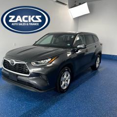 New Price! 2022 Toyota Highlander LE LE AWD 8-Speed Automatic AWD Magnetic Gray Metallic 3.5L V6 Dual VVT-i<br><br><br>AWD, 18 Alloy Wheels, Air Conditioning, AM/FM radio: SiriusXM, Apple CarPlay/Android Auto, Automatic temperature control, Delay-off headlights, Exterior Parking Camera Rear, Heated door mirrors, Heated Front Seats, Power driver seat, Power steering, Power windows, Rear air conditioning, Remote keyless entry, Spoiler, Telescoping steering wheel, Tilt steering wheel, Turn signal indicator mirrors.<br><br><br>This vehicle is Zacks Certified! Youre approved! We work with you. Together well find a solution that makes sense for your individual situation. Please visit us or call 902 843-3900 to learn about our great selection.<br>Awards:<br>  * ALG Canada Residual Value Awards<br>With 22 lenders available Zacks Auto Sales can offer our customers with the lowest available interest rate. Thank you for taking the time to check out our selection!