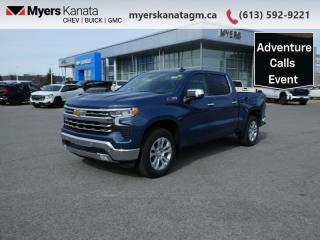 <b>Tow Package,  Remote Start,  Heated Seats,  Heated Steering Wheel!</b><br> <br> <br> <br>At Myers, we believe in giving our customers the power of choice. When you choose to shop with a Myers Auto Group dealership, you dont just have access to one inventory, youve got the purchasing power of an entire auto group behind you!<br> <br>  Astoundingly advanced and exceedingly premium, this 2024 Chevrolet Silverado 1500 is designed for pickup excellence. <br> <br>This 2024 Chevrolet Silverado 1500 stands out in the midsize pickup truck segment, with bold proportions that create a commanding stance on and off road. Next level comfort and technology is paired with its outstanding performance and capability. Inside, the Silverado 1500 supports you through rough terrain with expertly designed seats and robust suspension. This amazing 2024 Silverado 1500 is ready for whatever.<br> <br> This lakeshore blue Crew Cab 4X4 pickup   has an automatic transmission and is powered by a  355HP 5.3L 8 Cylinder Engine.<br> <br> Our Silverado 1500s trim level is LTZ. Stepping up to this Silverado 1500 LTZ is a great choice as it comes fully loaded with Chevrolets legendary capability and was built to offer the perfect balance of luxury and style. This stunning truck comes equipped with premium leather seats, exclusive polished-aluminum wheels, Chevrolets Premium Infotainment 3 system thats paired with a larger touchscreen display, wireless Apple CarPlay and Android Auto, 4G LTE hotspot and SiriusXM. Additional features include a BOSE premium audio system, wireless device charging, remote engine start, an EZ Lift tailgate, blind spot detection with trailer side detection, forward collision warning with automatic braking, intellibeam LED headlights, a leather wrapped steering wheel, lane keep assist, Teen Driver technology, trailer hitch guidance and a HD 360 surround vision camera. This vehicle has been upgraded with the following features: Tow Package,  Remote Start,  Heated Seats,  Heated Steering Wheel. <br><br> <br>To apply right now for financing use this link : <a href=https://www.myerskanatagm.ca/finance/ target=_blank>https://www.myerskanatagm.ca/finance/</a><br><br> <br/> Total  cash rebate of $5300 is reflected in the price. Credit includes $5,300 Non-Stackable Cash Delivery Allowance.  Incentives expire 2024-05-31.  See dealer for details. <br> <br>Myers Kanata Chevrolet Buick GMC Inc is a great place to find quality used cars, trucks and SUVs. We also feature over a selection of over 50 used vehicles along with 30 certified pre-owned vehicles. Our Ottawa Chevrolet, Buick and GMC dealership is confident that youll be able to find your next used vehicle at Myers Kanata Chevrolet Buick GMC Inc. You will always find our inventory updated with the latest models. Our team believes in giving nothing but the best to our customers. Visit our Ottawa GMC, Chevrolet, and Buick dealership and get all the information you need today!<br> Come by and check out our fleet of 50+ used cars and trucks and 140+ new cars and trucks for sale in Kanata.  o~o
