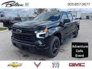 <b>Convenience Package II, Sunroof, Running Boards, 20 Aluminum Wheels, Tubular Side Steps!</b><br> <br> <br> <br>  Astoundingly advanced and exceedingly premium, this 2024 Chevrolet Silverado 1500 is designed for pickup excellence. <br> <br>This 2024 Chevrolet Silverado 1500 stands out in the midsize pickup truck segment, with bold proportions that create a commanding stance on and off road. Next level comfort and technology is paired with its outstanding performance and capability. Inside, the Silverado 1500 supports you through rough terrain with expertly designed seats and robust suspension. This amazing 2024 Silverado 1500 is ready for whatever.<br> <br> This black Crew Cab 4X4 pickup   has an automatic transmission and is powered by a  355HP 5.3L 8 Cylinder Engine.<br> <br> Our Silverado 1500s trim level is RST. This 1500 RST comes with Silverardos legendary capability and was made to be a stylish daily pickup truck that has the perfect amount of essential equipment. This incredible truck comes loaded with blacked out exterior accents, body colored bumpers, Chevrolets Premium Infotainment 3 system thats paired with a larger touchscreen display, wireless Apple CarPlay and Android Auto, 4G LTE hotspot and SiriusXM. Additional features include LED front fog lights, remote engine start, an EZ Lift tailgate, unique aluminum wheels, a power driver seat, forward collision warning with automatic braking, intellibeam headlights, dual-zone climate control, lane keep assist, Teen Driver technology, a trailer hitch and a HD rear view camera. This vehicle has been upgraded with the following features: Convenience Package Ii, Sunroof, Running Boards, 20 Aluminum Wheels, Tubular Side Steps. <br><br> <br>To apply right now for financing use this link : <a href=http://www.boltongm.ca/?https://CreditOnline.dealertrack.ca/Web/Default.aspx?Token=44d8010f-7908-4762-ad47-0d0b7de44fa8&Lang=en target=_blank>http://www.boltongm.ca/?https://CreditOnline.dealertrack.ca/Web/Default.aspx?Token=44d8010f-7908-4762-ad47-0d0b7de44fa8&Lang=en</a><br><br> <br/> See dealer for details. <br> <br>At Bolton Motor Products, we offer new Chevrolet, Cadillac, Buick, GMC cars and trucks in Bolton, along with used cars, trucks and SUVs by top manufacturers. Our sales staff will help you find that new or used car you have been searching for in the Bolton, Brampton, Nobleton, Kleinburg, Vaughan, & Maple area. o~o