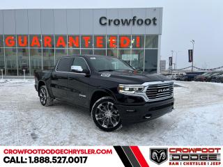 <b>Sunroof, 20 inch Aluminum Wheels, RamBox, Trailer Hitch!</b><br> <br> <br> <br>  Work, play, and adventure are what the 2024 Ram 1500 was designed to do. <br> <br>The Ram 1500s unmatched luxury transcends traditional pickups without compromising its capability. Loaded with best-in-class features, its easy to see why the Ram 1500 is so popular. With the most towing and hauling capability in a Ram 1500, as well as improved efficiency and exceptional capability, this truck has the grit to take on any task.<br> <br> This diamond black c Crew Cab 4X4 pickup   has an automatic transmission and is powered by a  395HP 5.7L 8 Cylinder Engine.<br> <br> Our 1500s trim level is Longhorn. This Ram 1500 Longhorn adds genuine leather upholstery, an upgraded 12-inch infotainment screen with Uconnect 5W, and a 10-speaker Alpine Performance audio system, in addition to ventilated and heated front seats with power adjustment, lumbar support and memory function, remote engine start, a leather-wrapped steering wheel, power-adjustable pedals, interior sound insulation, simulated wood/metal interior trim, and dual-zone front climate control with infrared. This truck is also ready for work, with class III towing equipment including a hitch, wiring harness and trailer sway control, heavy duty suspension, power-folding exterior side mirrors with convex wide-angle inserts, and a locking tailgate. Connectivity features include GPS navigation, Apple CarPlay, Android Auto, SiriusXM satellite radio, and 4G LTE wi-fi hotspot. This vehicle has been upgraded with the following features: Sunroof, 20 Inch Aluminum Wheels, Rambox, Trailer Hitch. <br><br> <br>To apply right now for financing use this link : <a href=https://www.crowfootdodgechrysler.com/tools/autoverify/finance.htm target=_blank>https://www.crowfootdodgechrysler.com/tools/autoverify/finance.htm</a><br><br> <br/>   <br> Buy this vehicle now for the lowest bi-weekly payment of <b>$590.94</b> with $0 down for 96 months @ 4.99% APR O.A.C. ( Plus GST  documentation fee    / Total Obligation of $122705   / Federal Luxury Tax of $211.00 included.).  Incentives expire 2024-02-29.  See dealer for details. <br> <br>We pride ourselves in consistently exceeding our customers expectations. Please dont hesitate to give us a call.<br> Come by and check out our fleet of 80+ used cars and trucks and 180+ new cars and trucks for sale in Calgary.  o~o